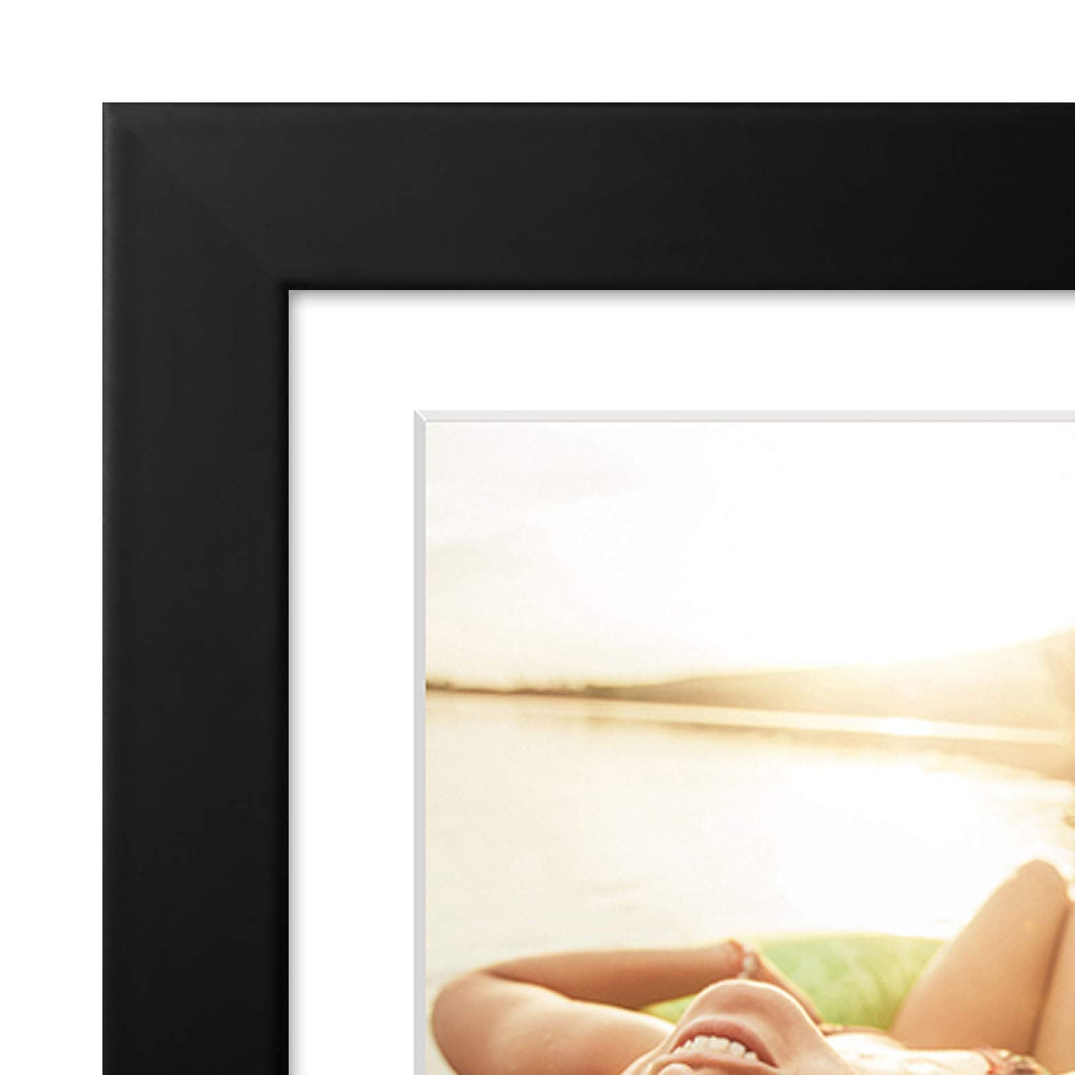 Americanflat Signature Collection 8x20 Collage Photo Frame | Fits Four 4x6 Photos | Black Engineered Wood 8