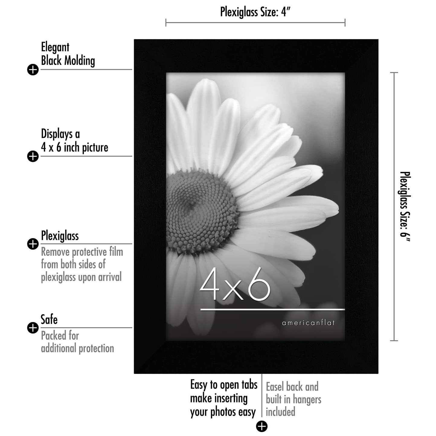 Americanflat 6x4 Photo Frames Set of 6 - Black Gallery Wall Picture Frames | Engineered Wood | Tabletop & Wall Mount 3