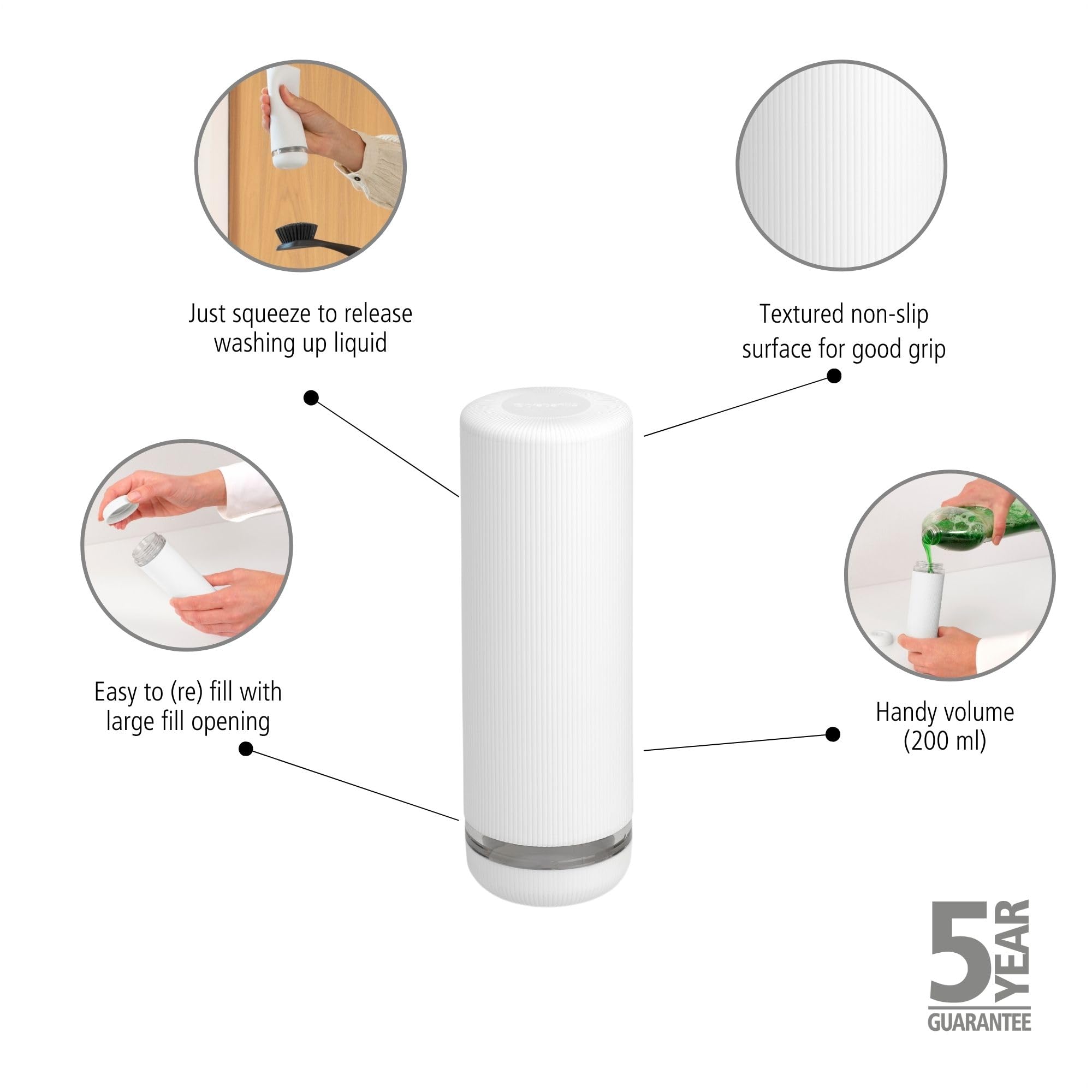 Brabantia SinkStyle Soap Squeezer - 200ml Capacity | Non-Drip | Mineral Fresh White 2