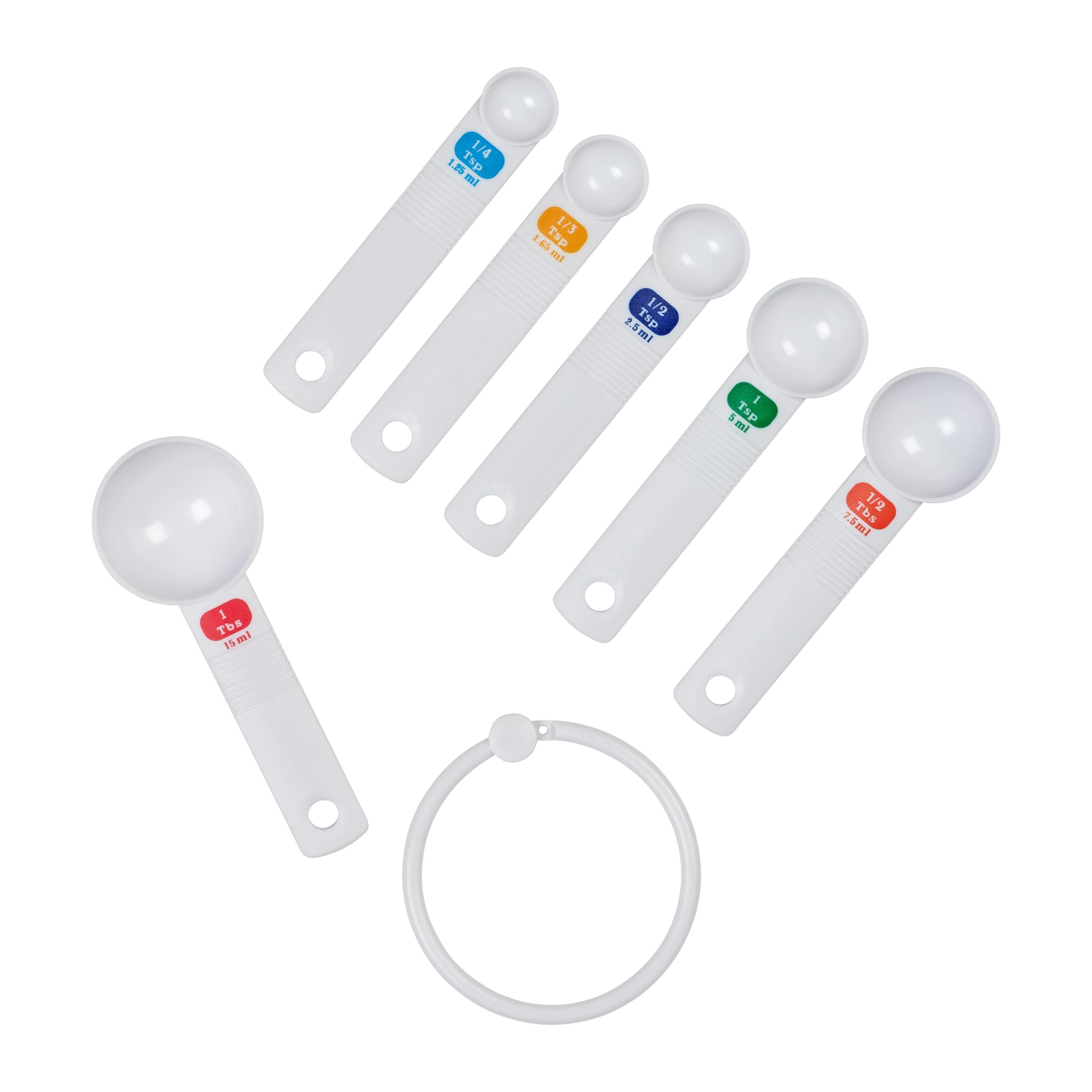Tala Plastic Measuring Spoons Set of 6 | 1/4 tsp (1.25ml) to 1 tbs (15ml) | Dishwasher Safe 4