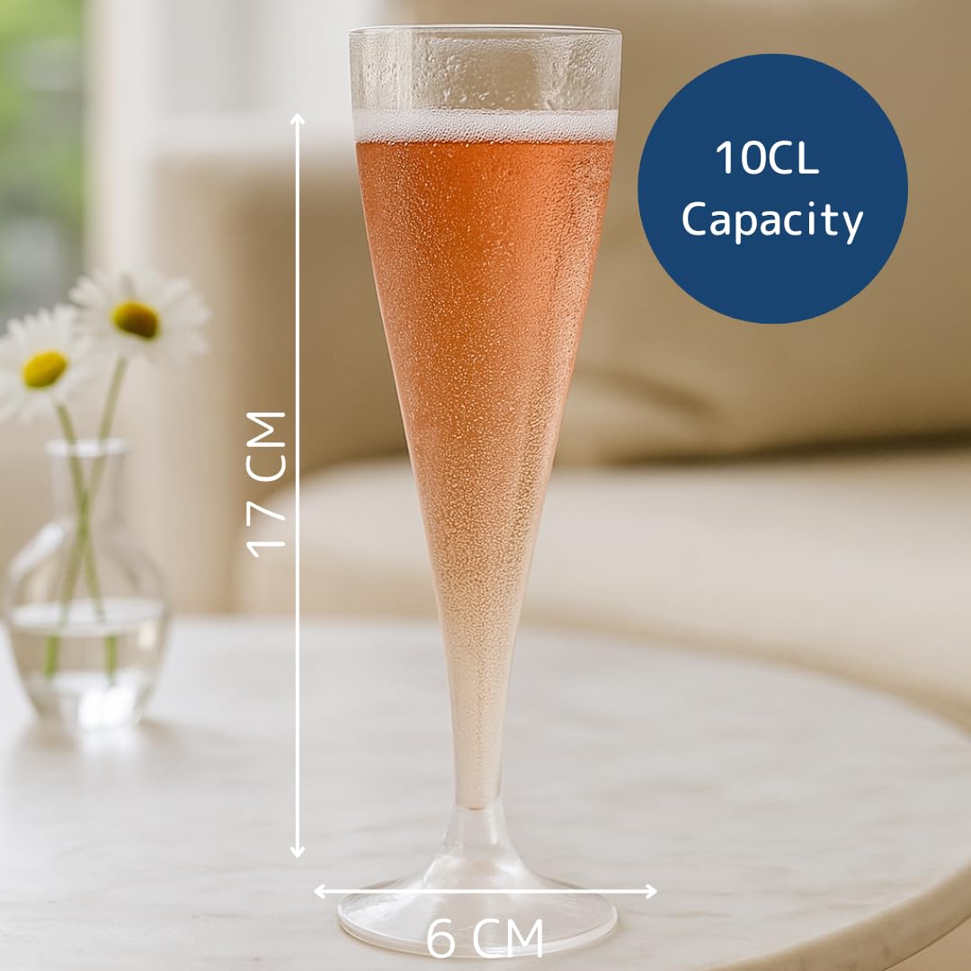 ABENA Plastic Champagne Flutes - 3oz Capacity, Pack of 12 | Reusable & Stackable