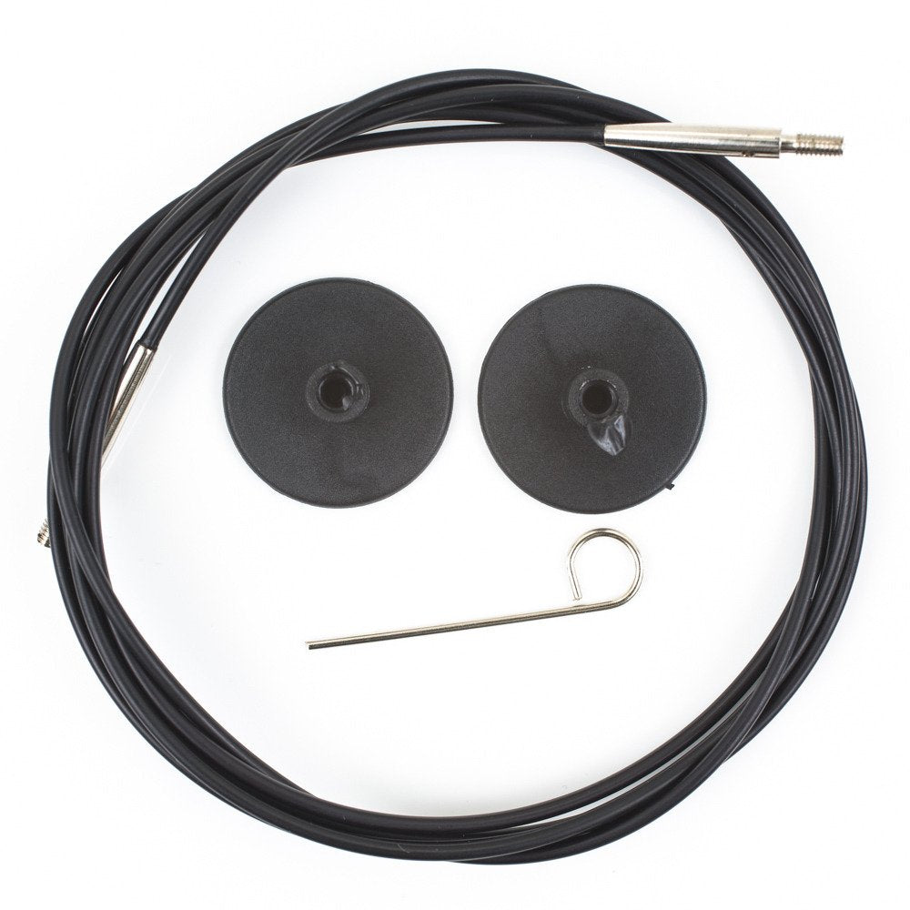 KnitPro Interchangeable Knitting Cable - Black with Silver Connectors | 150cm Length 1