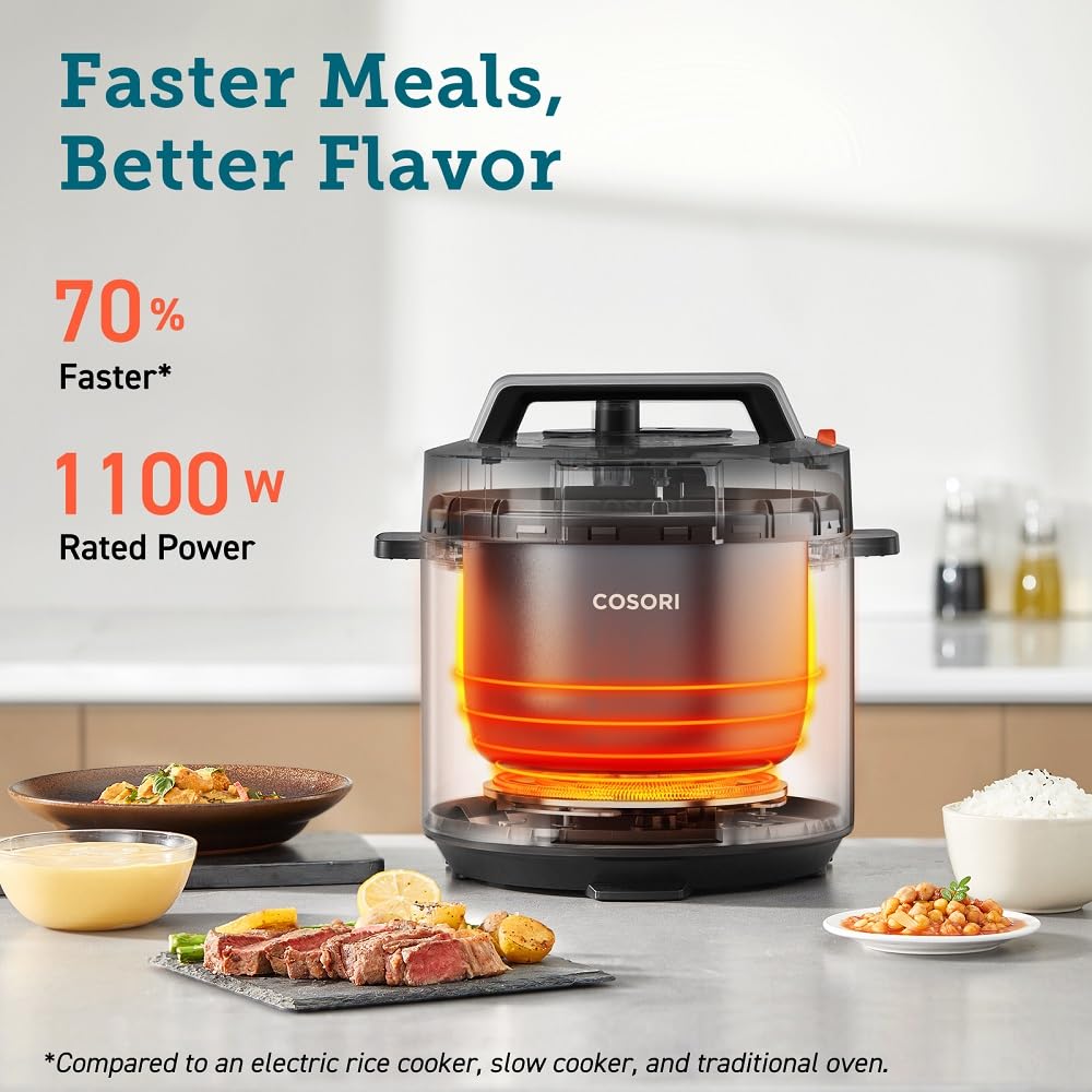 COSORI Electric Pressure Multi Cooker 5.7L - 9-in-1 Functions, Ceramic Non-Stick, Stainless Steel/Black 3
