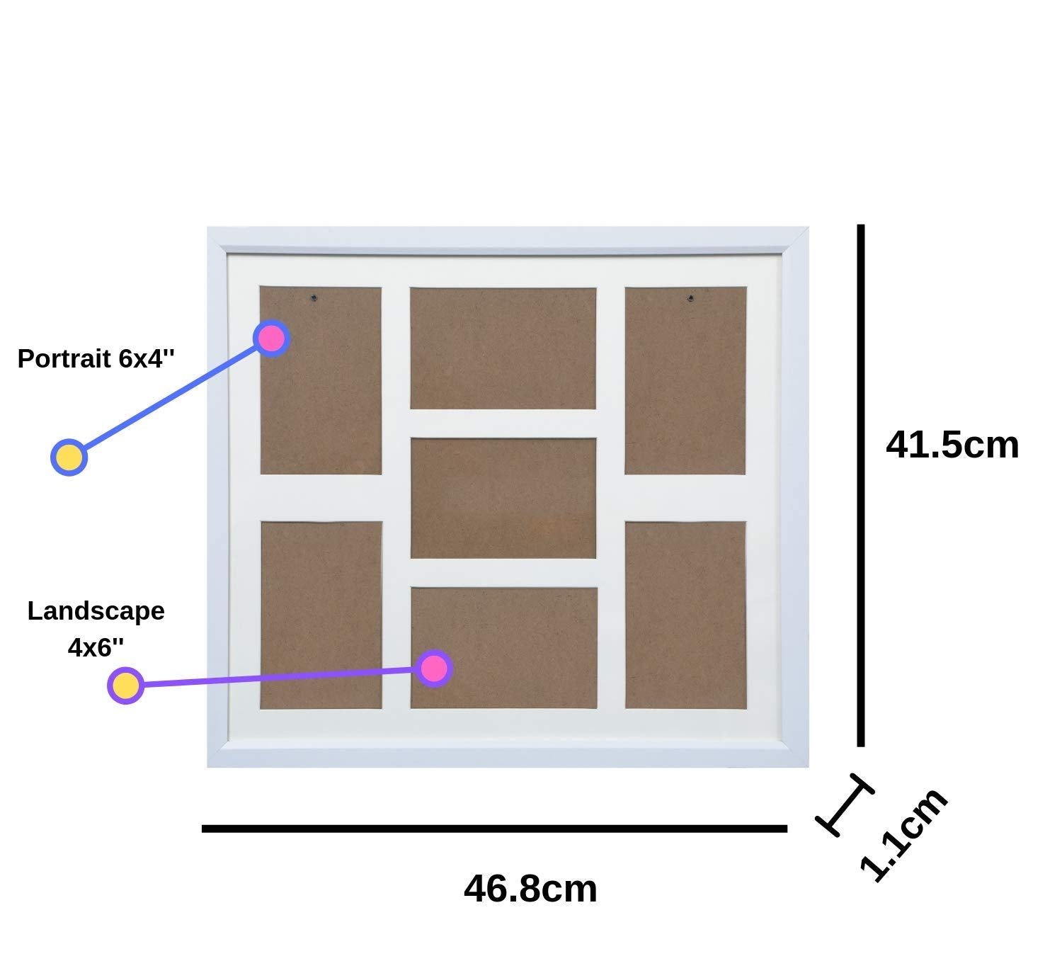 ARPAN MDF Multi Aperture Collage Frame for 7 Photos: 4 x 6"x4" and 3 x 4"x6" | White 5