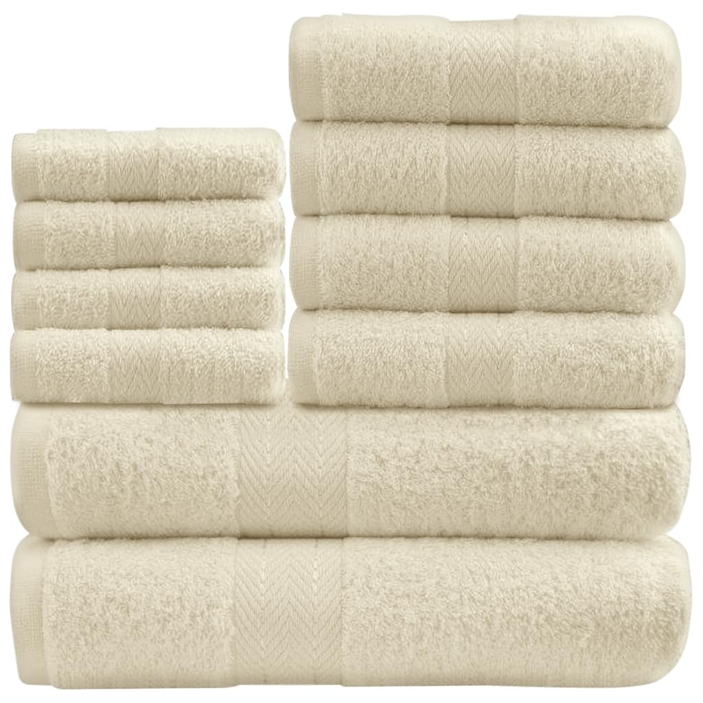 GC GAVENO CAVAILIA 10 Piece Cotton Towel Set - 450 GSM | Quick Drying | Cream 1