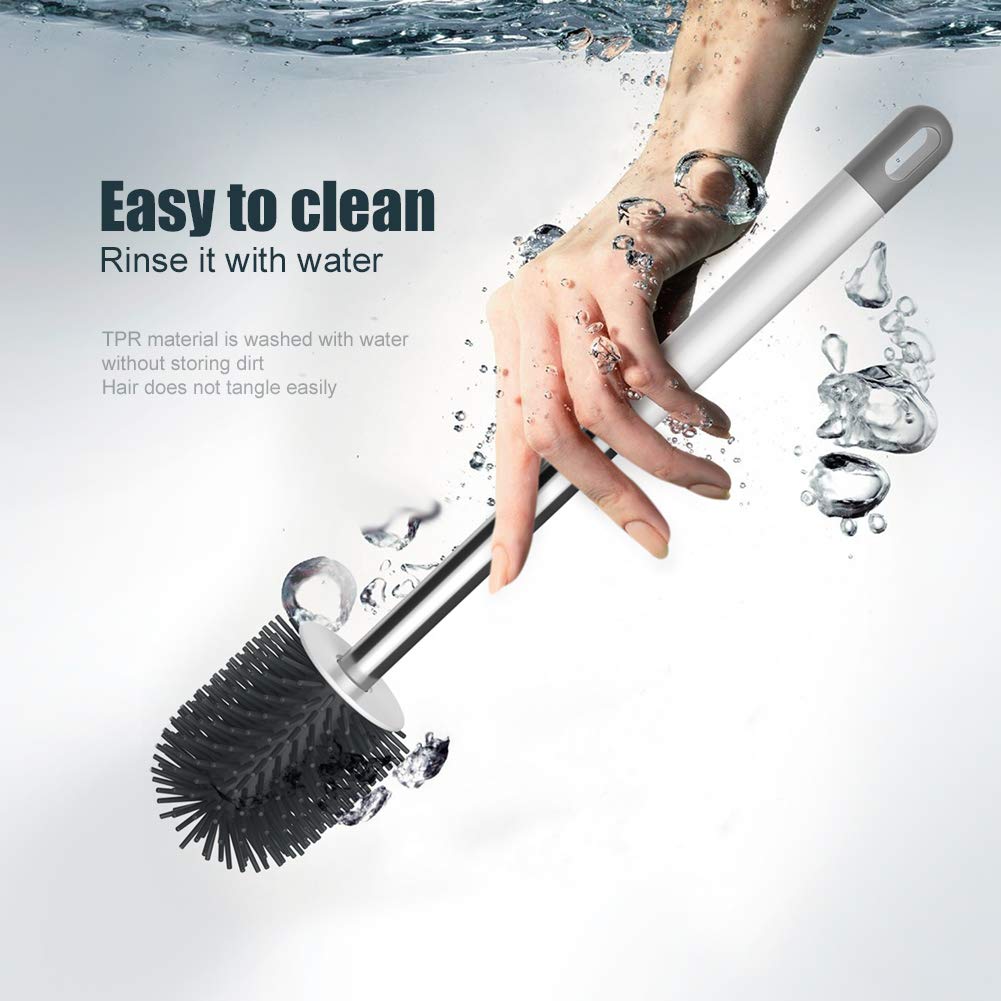 Ibergrif M34152 Silicone Toilet Brush and Holder - Deep Cleaning TPR Bristles | Drip Proof Holder 5