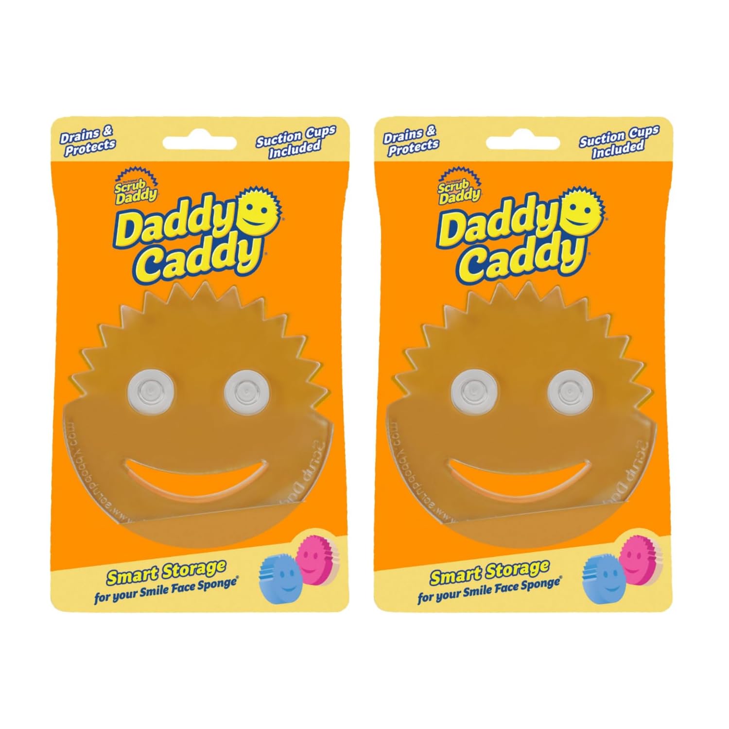 Scrub Daddy Daddy Caddy Sponge Holder - Clear Plastic, Quick Drying, 2 Pack 1