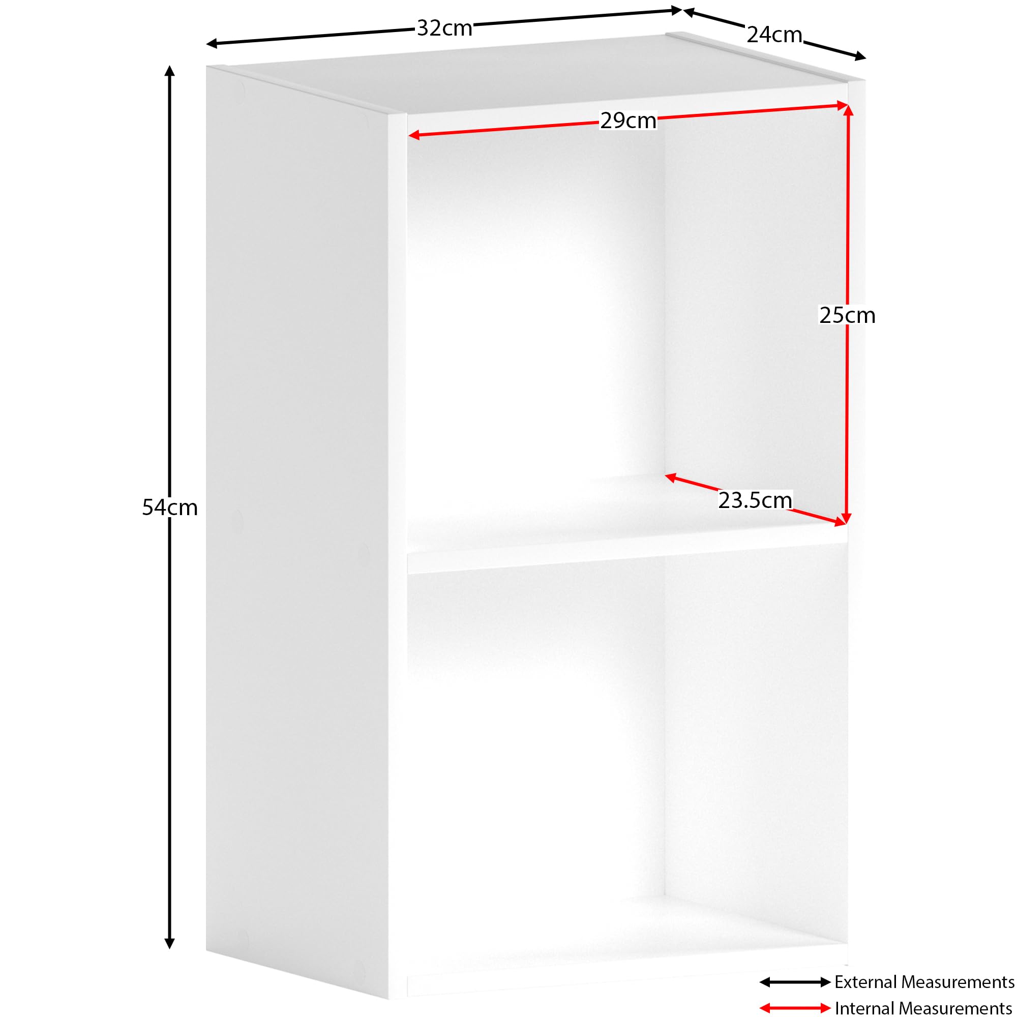 Vida Designs Oxford 2 Tier Cube Bookcase - White Wooden Shelving | H 54 x W 32 x D 24 Cm 3