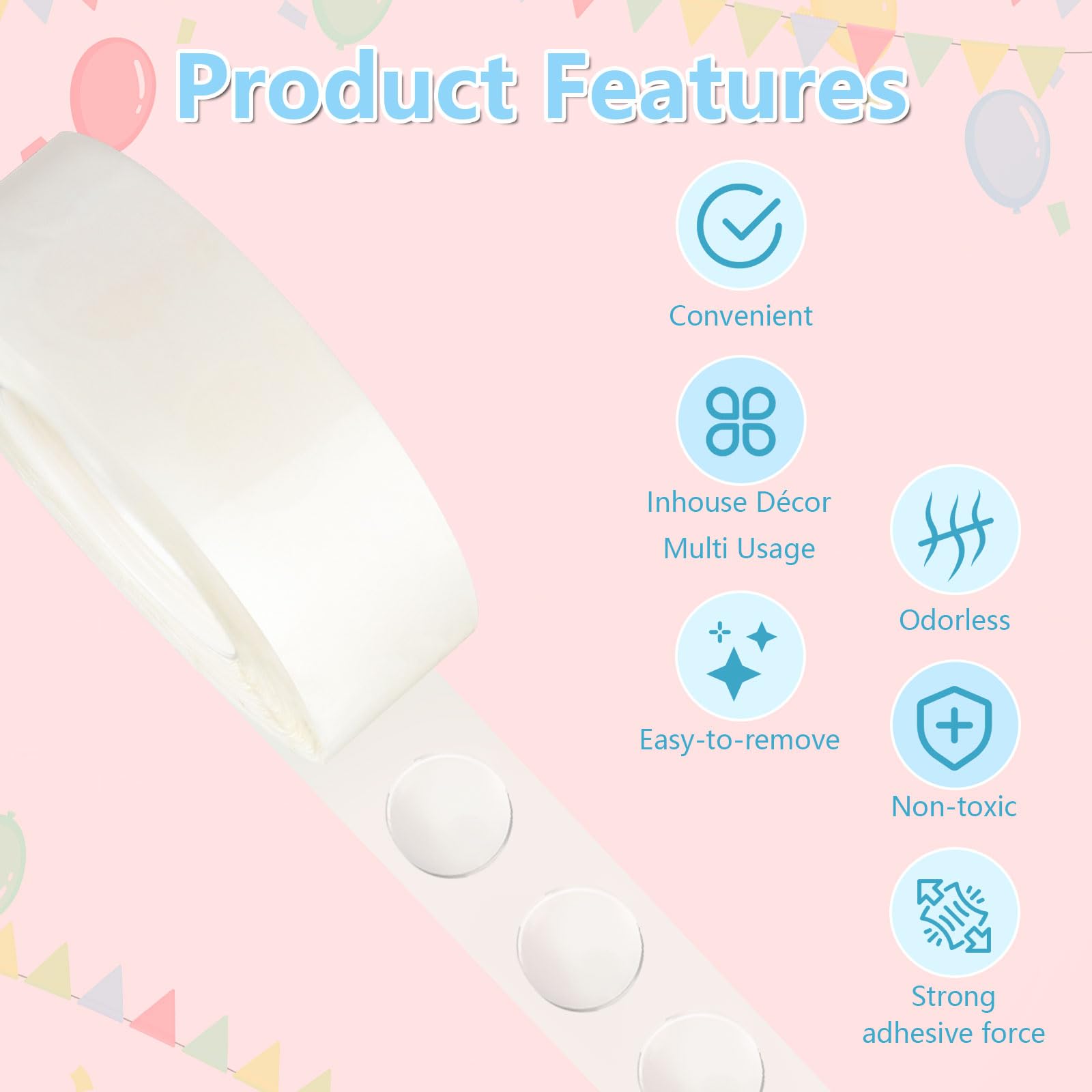 MOXYOY 620 Pcs Balloon Glue Dots - Removable Double Sided Adhesive for Crafts & Party Decor 3