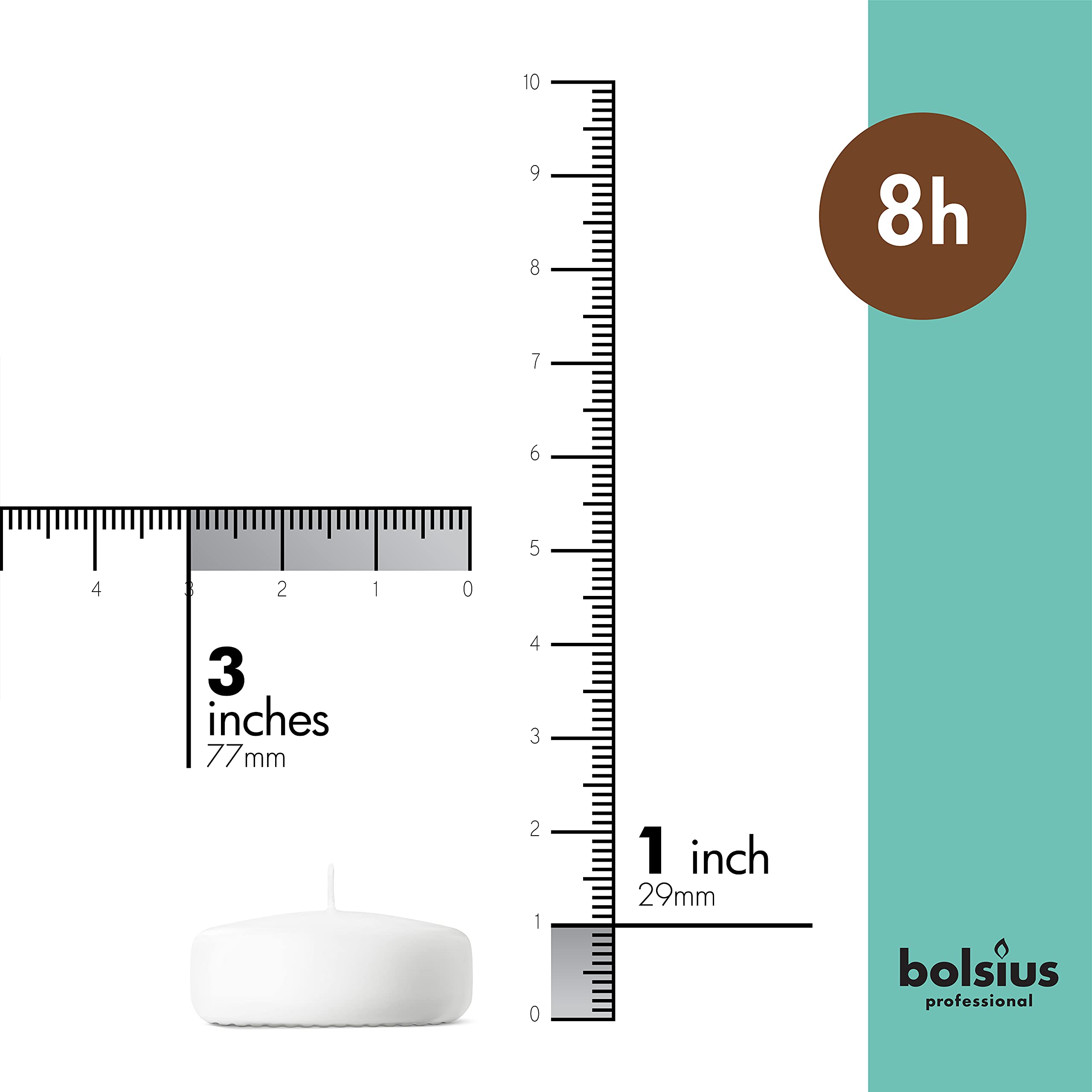 BOLSIUS Maxi Floating Candles - White, 12 Pieces | Ø 7.6 cm | 8 Hour Burn Time
