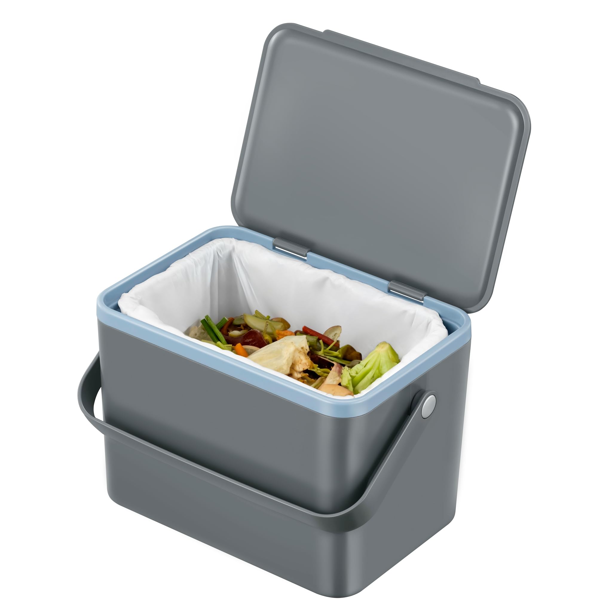 EKO Food Waste Compost Bin - Kitchen Countertop Caddy | 4 Litres | Grey ABS Plastic 1