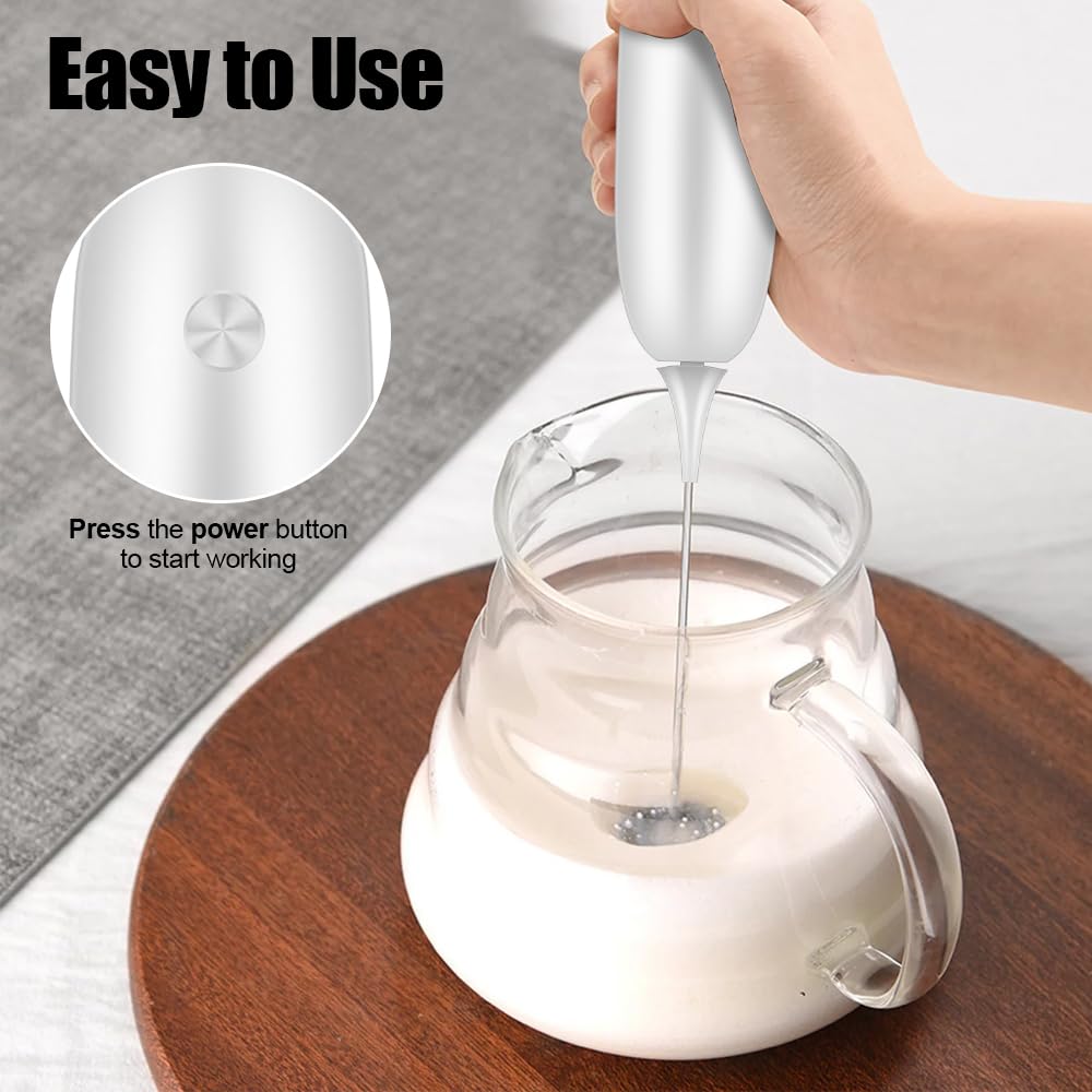 Woobroo Handheld Milk Frother - Battery Operated, Stainless Steel Whisk | Creates Froth in 15-20s 4
