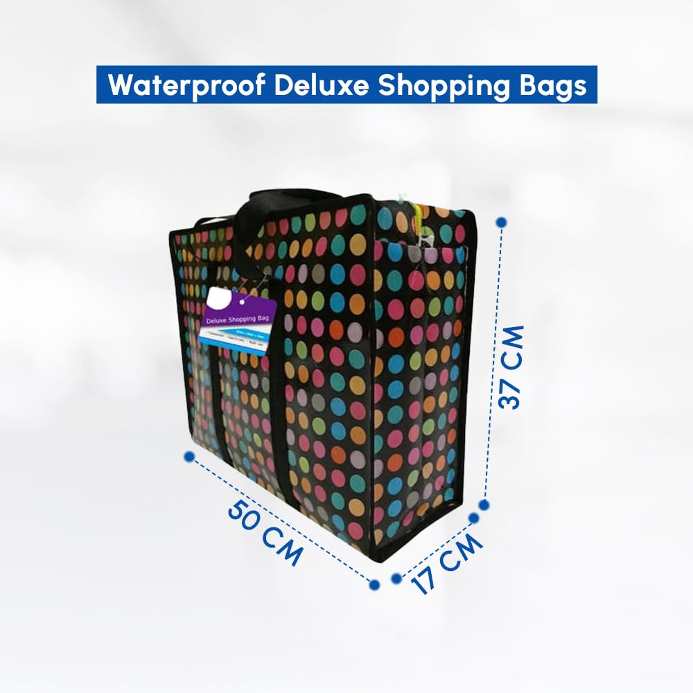 1ABOVE 3 Pack Deluxe Reusable Shopper Bags - Heavy Duty, Large (50x37x17cm) | Zip Closure 7