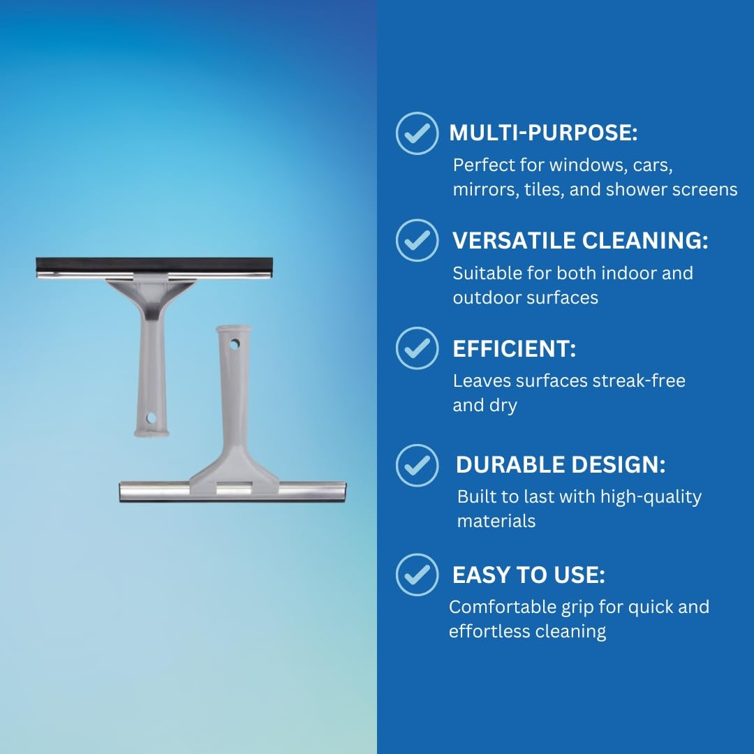 Elliott Multi-Purpose Window Squeegee - 20cm Rubber Blade for Streak-Free Cleaning | Grey 5