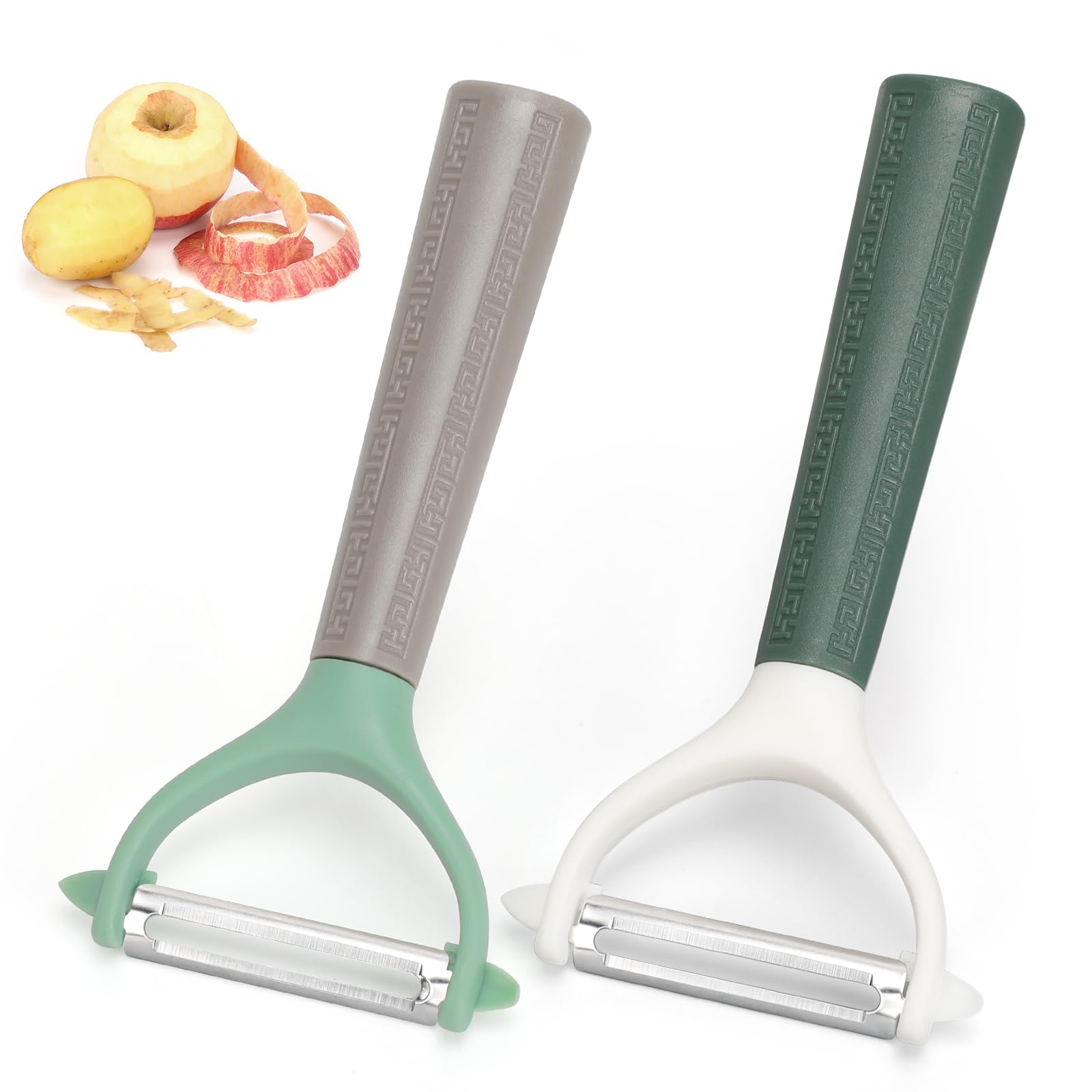 Euqvunn 2-Piece Y-Shaped Vegetable Peeler Set | 420 Stainless Steel Blade | Ergonomic Non-Slip Grip 1