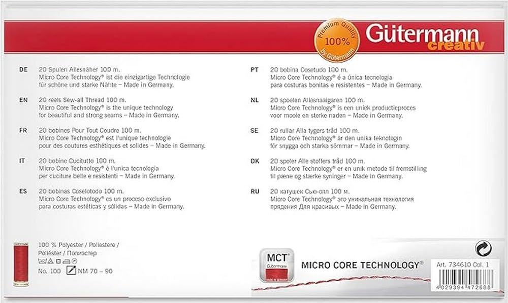 Gütermann Sew-All Thread Set 734610-1 - 20 Reels Multicoloured Polyester | 100m per Spool 3