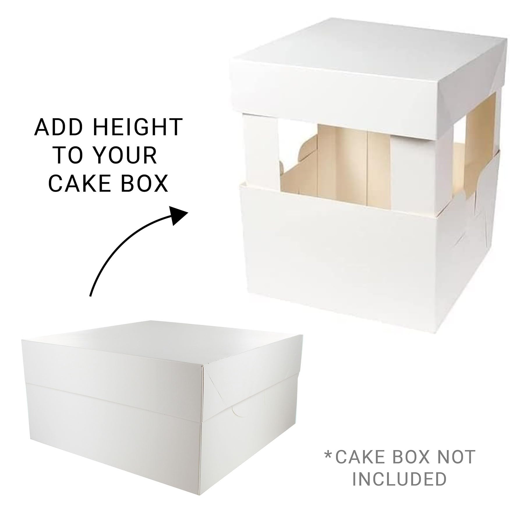 Culpitt 12' Cake Box Extension Corner Cards - Pack of 4 White Card Extensions for Tall Cakes 4