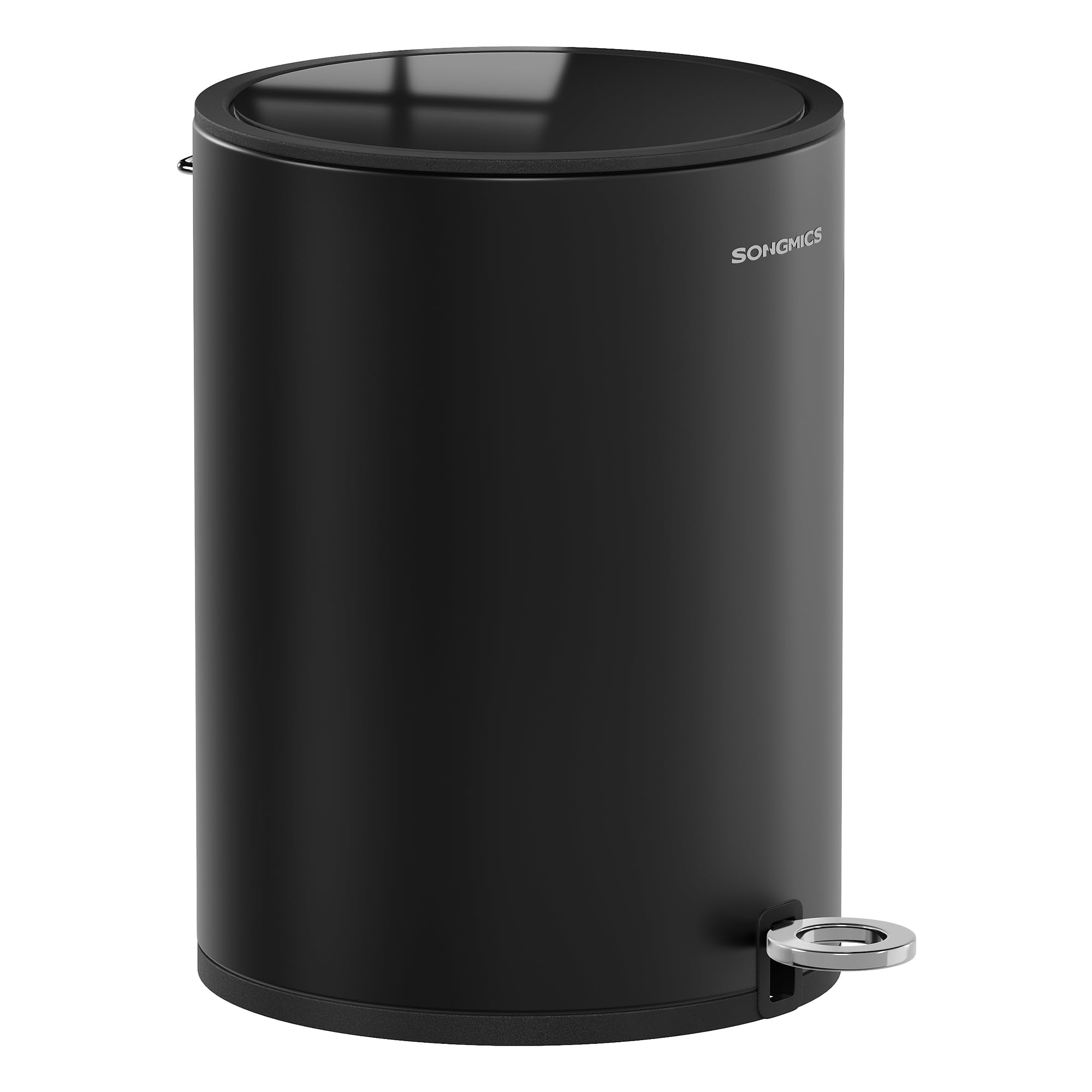 SONGMICS Bathroom Bin with Lid - 6 L Capacity | Soft-Close | Foot Pedal Operated | Ink Black Steel 1
