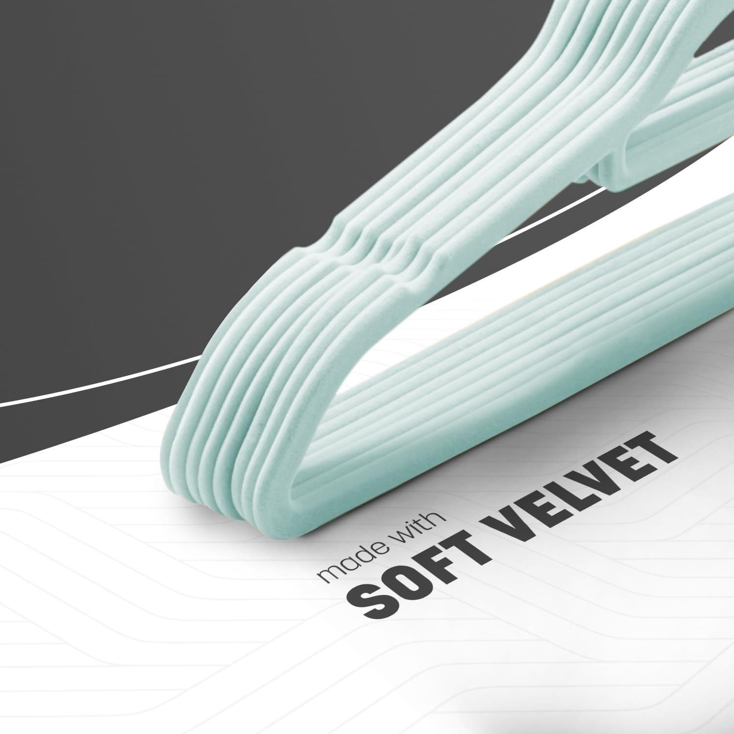 KEPLIN Velvet Non-Slip Hangers - 20 Pack with Tie Bar & 360° Swivel Hooks | Mint Green 4