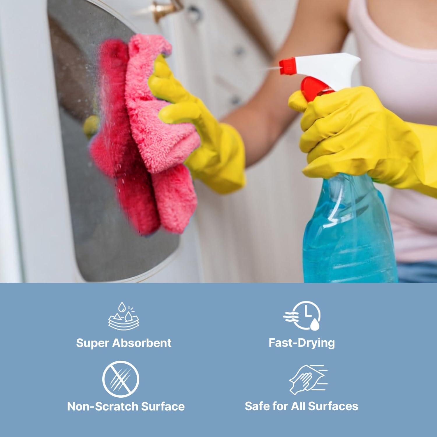 delka Microfibre Cleaning Cloths - 12 Pack | Ultra Soft, Streak-Free Finish | 300x300mm 5