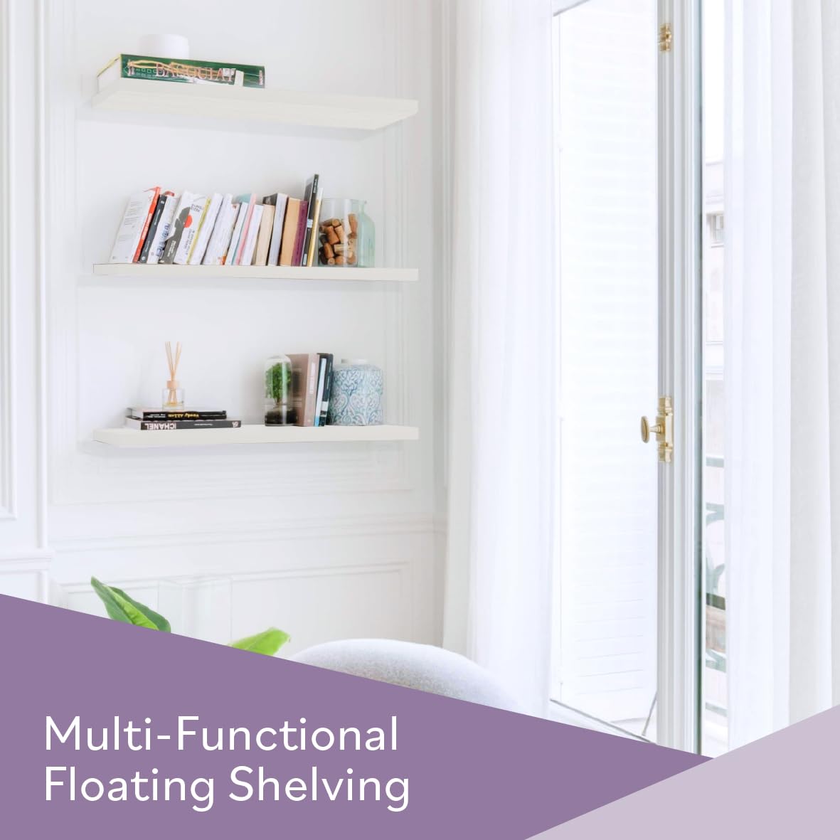 Anika Floating Wall Shelf - High Gloss White | 80cm x 23cm | 15KG Capacity 4