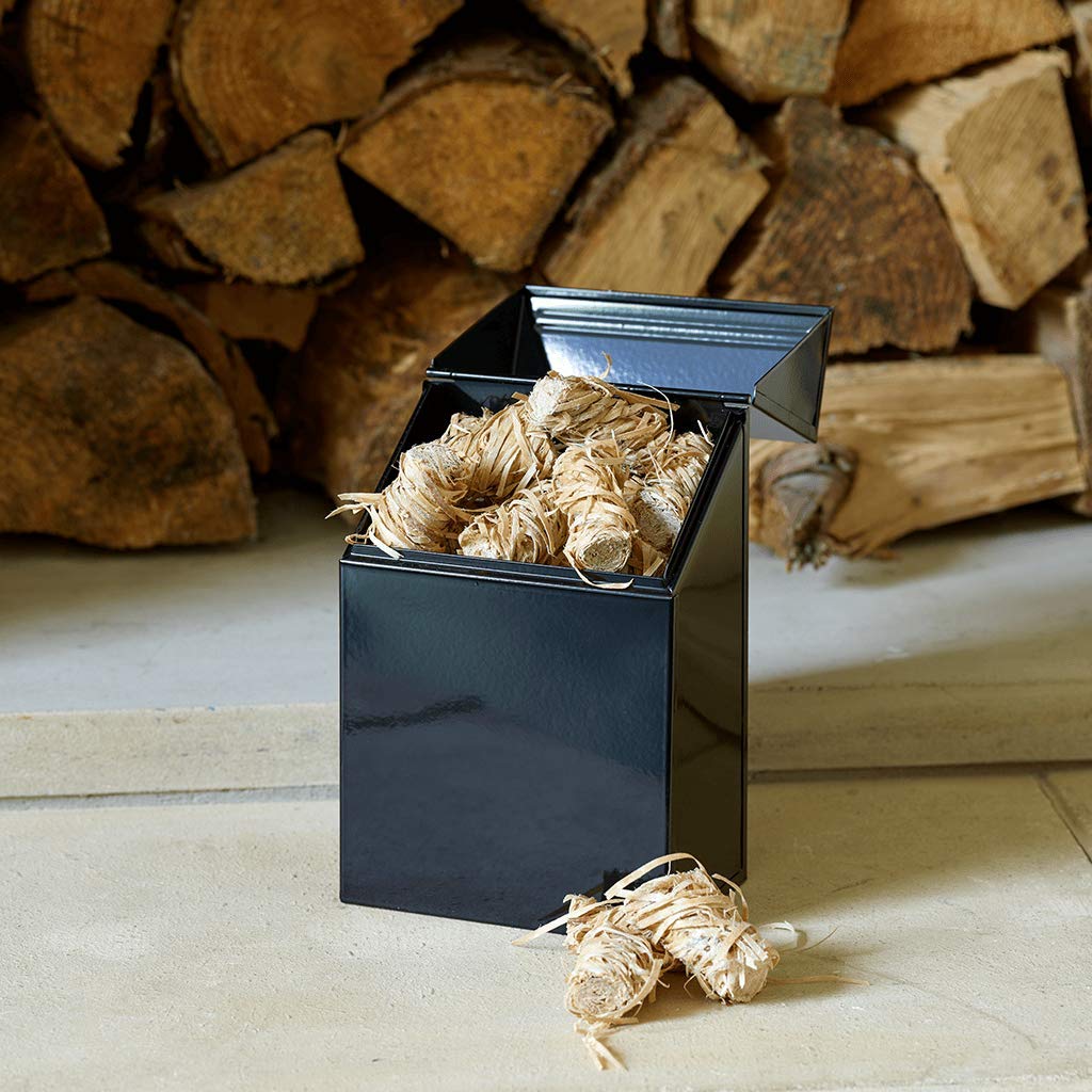 Valiant Fun Firelighter Storage Box - Compact Metal Container with Flip Top Lid | Black | 20.5cm x 14cm x 9cm 4