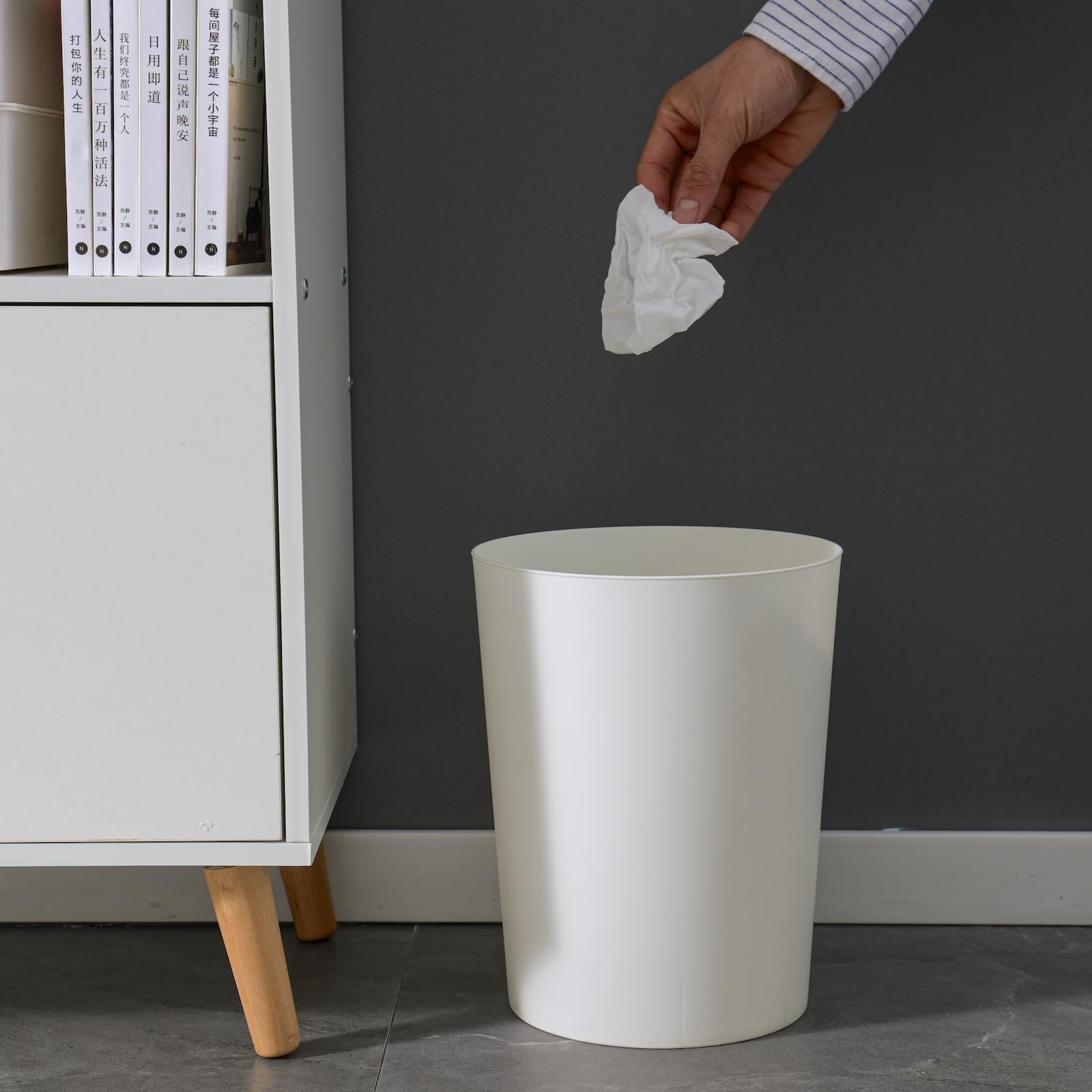 Cetomo 7.2L Plastic Waste Paper Bin - Set of 3 | Compact & Lightweight | White 6
