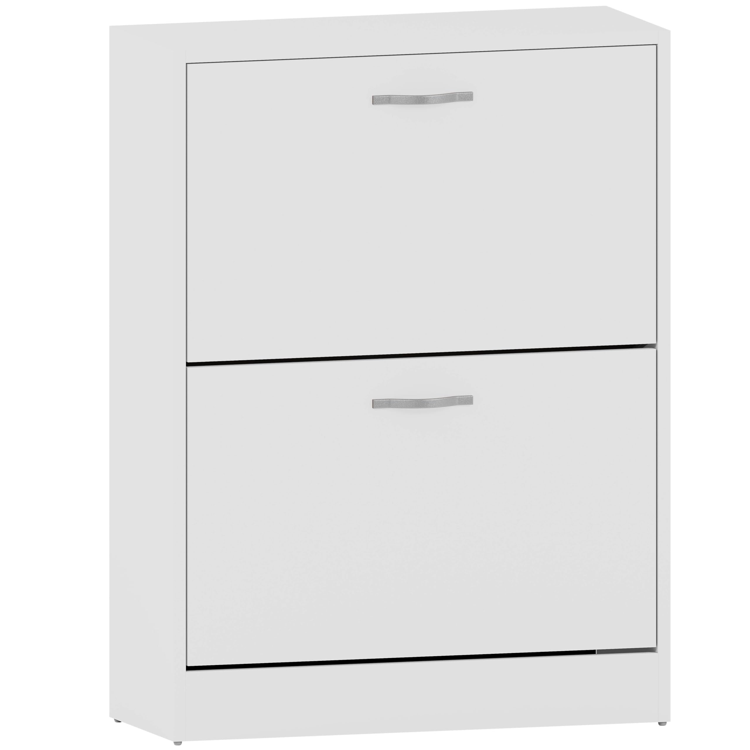 Vida Designs Wooden Shoe Cabinet - 2 Pull-Down Drawers | Slim, Space-Saving Entryway Storage | White 1