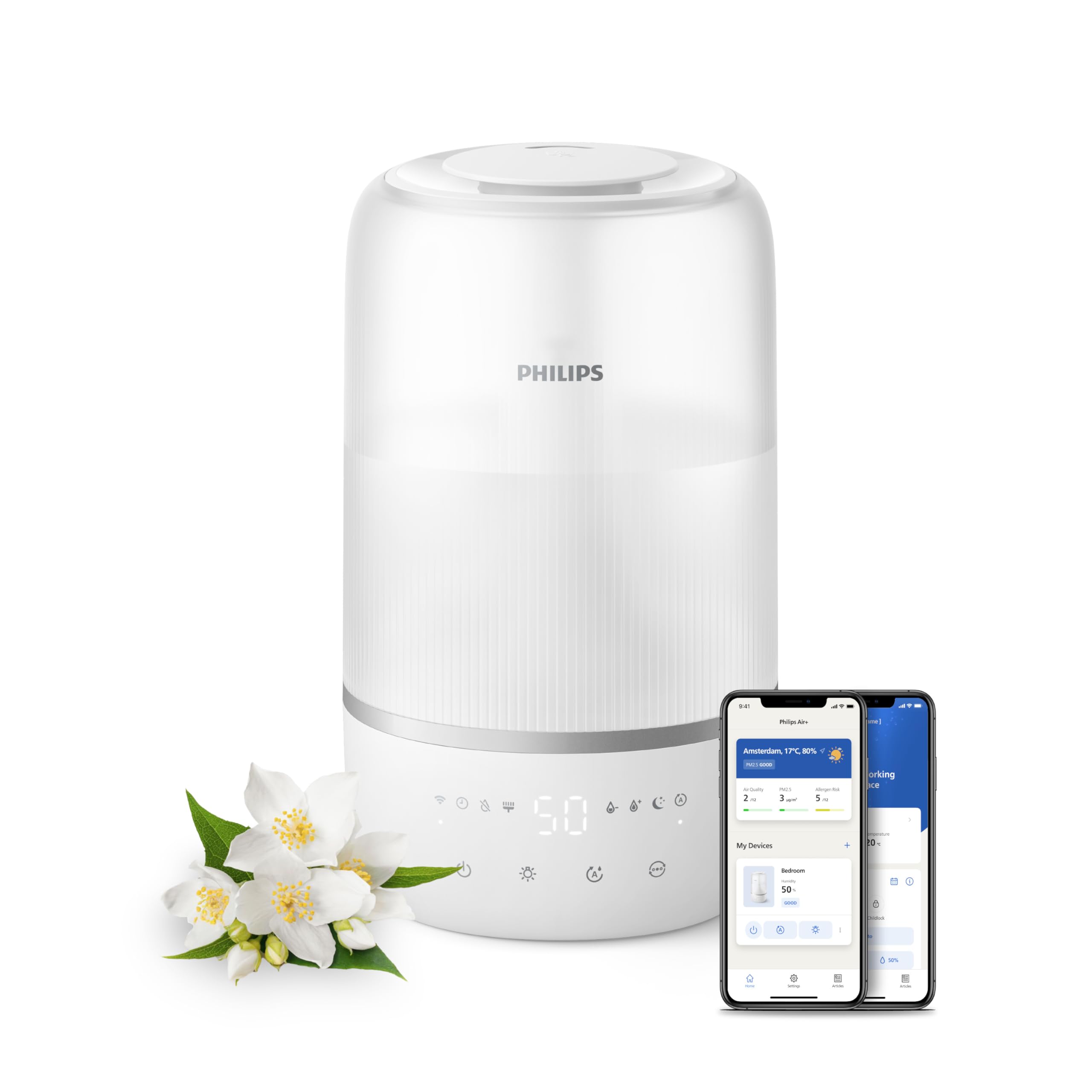 Philips Smart Humidifier - 3L Tank, Up to 32 Hours Runtime, App Control | HU1509/00 1