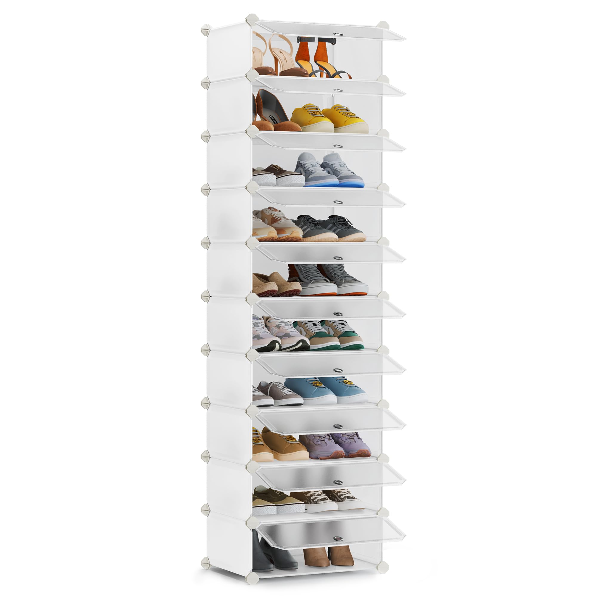 SONGMICS Boltless Shoe Rack - 10 Tiers DIY Modular Storage | Holds 20 Pairs | White 1