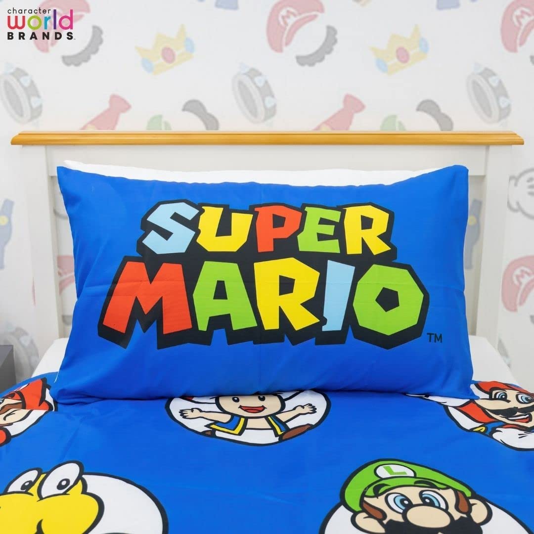 Character World Nintendo Super Mario Single Duvet Cover Set - Continue Design | Blue 6