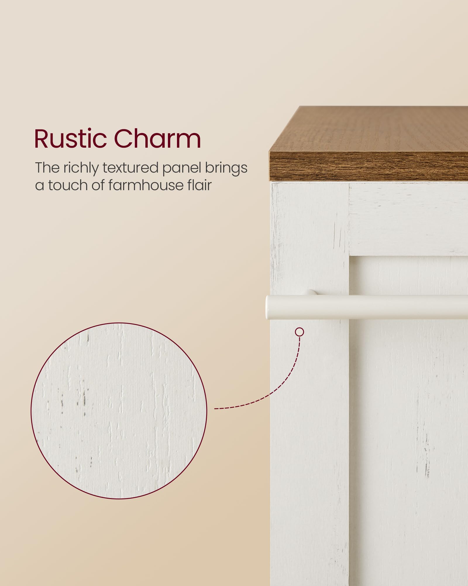 VASAGLE 4-Tier Slim Storage Trolley with Wheels | Rustic White + Honey Brown | 15 cm Wide 8