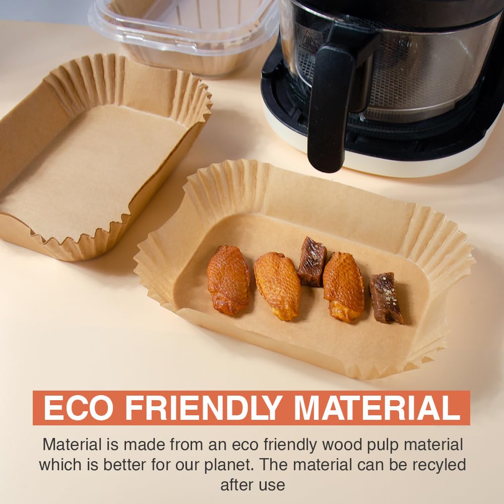 ANSIO Air Fryer Paper Liners - 200 PCS Rectangle Disposable Liners for Dual Zone Fryers | 22cm x 14cm x 4.5cm Inner Fit 5