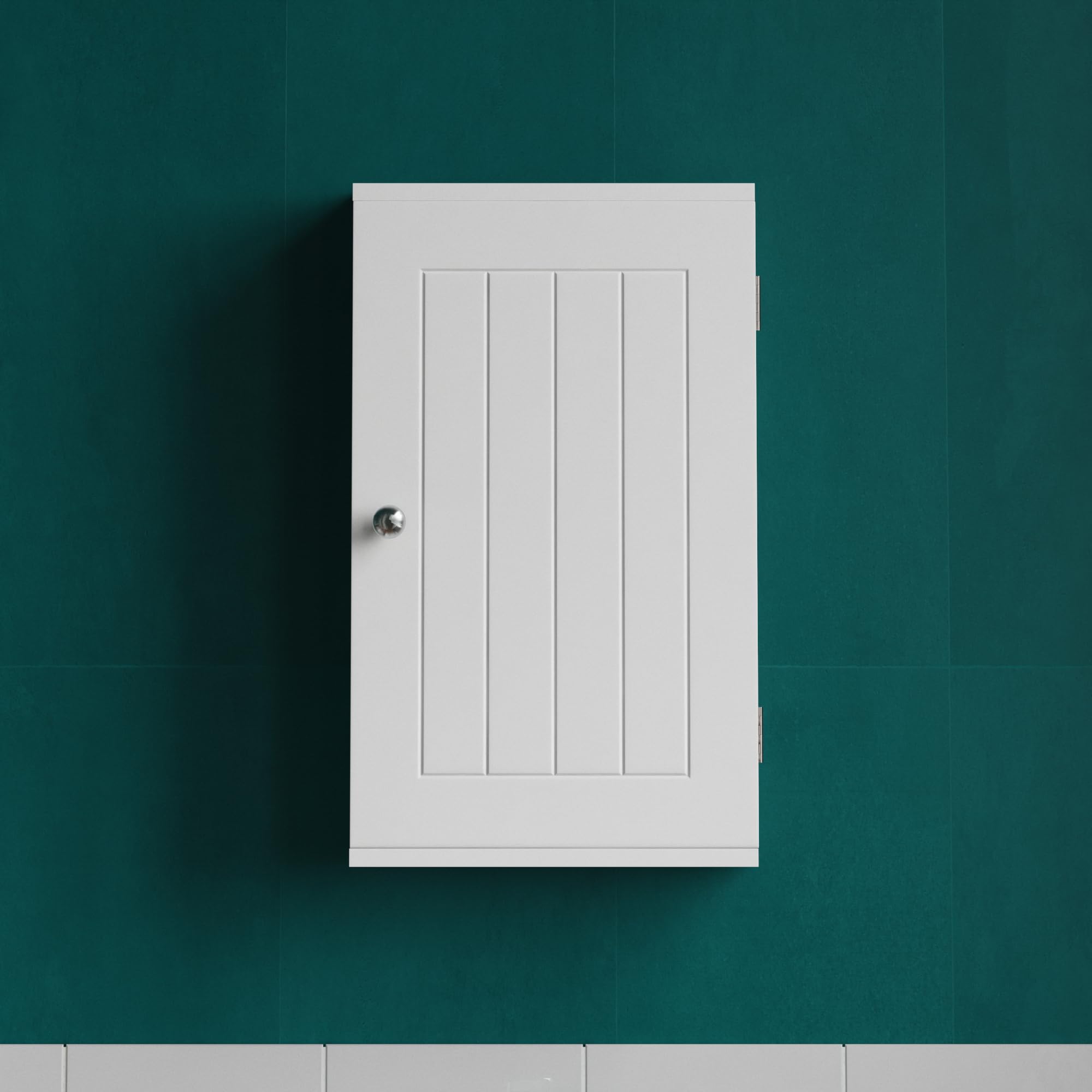 Bath Vida Priano Single Wall Mounted Bathroom Storage Cabinet | White MDF | 30x14x50cm 4