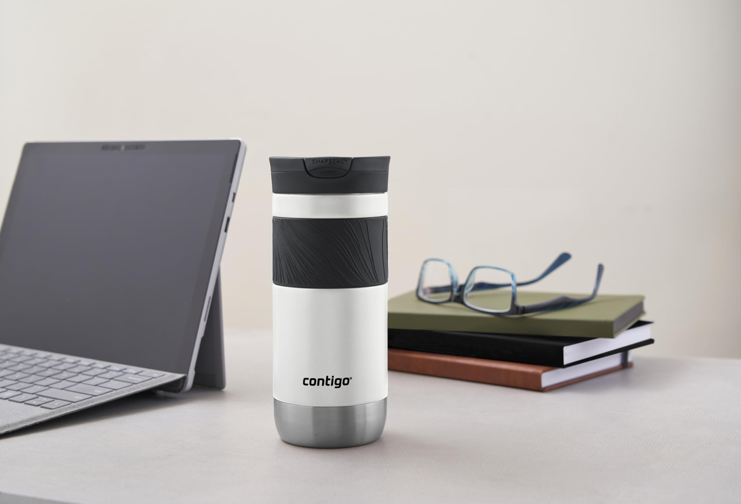 Contigo Byron Snapseal Travel Mug - 100% Leakproof | Keeps Hot 7 Hrs | 470 ml | Salt 7