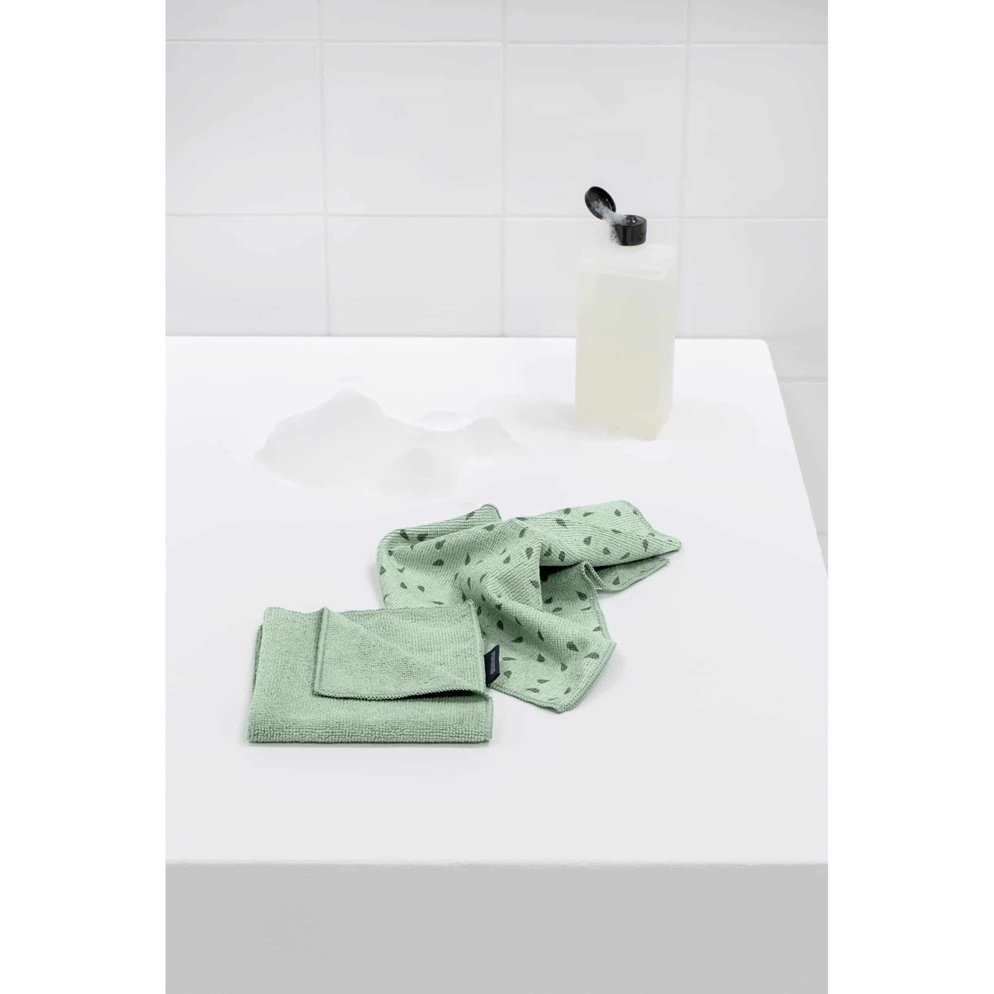 Brabantia Sinkside Microfibre Dish Cloths - 2 Pack, 30x30 cm, Jade Green | Machine Washable 4