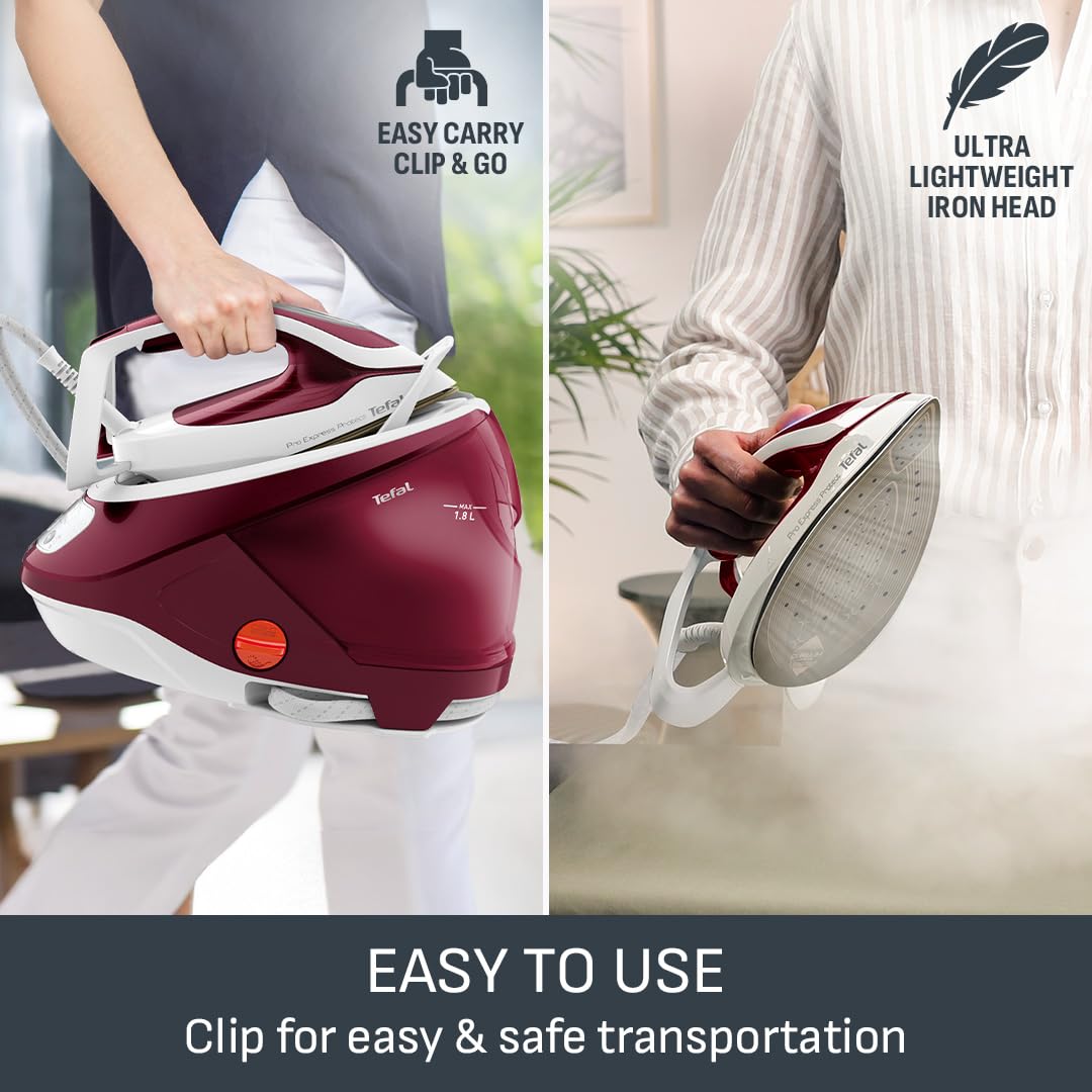 Tefal Steam Generator Iron GV9220 - 7.5 Bar, 135g/min Steam, 540g Boost | Durilium Soleplate 7