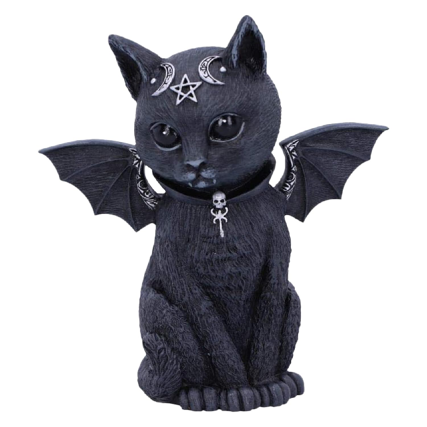 Nemesis Now Malpuss Winged Occult Cat Figurine - Polyresin, Black and Silver, 10cm 1