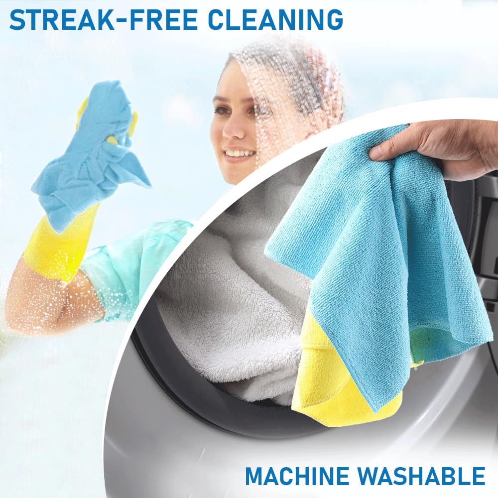 FABRIO Microfibre Cleaning Cloths - Pack of 8, 30x30cm, Ultra-Soft, Lint-Free for Kitchen, Car & Glass 8