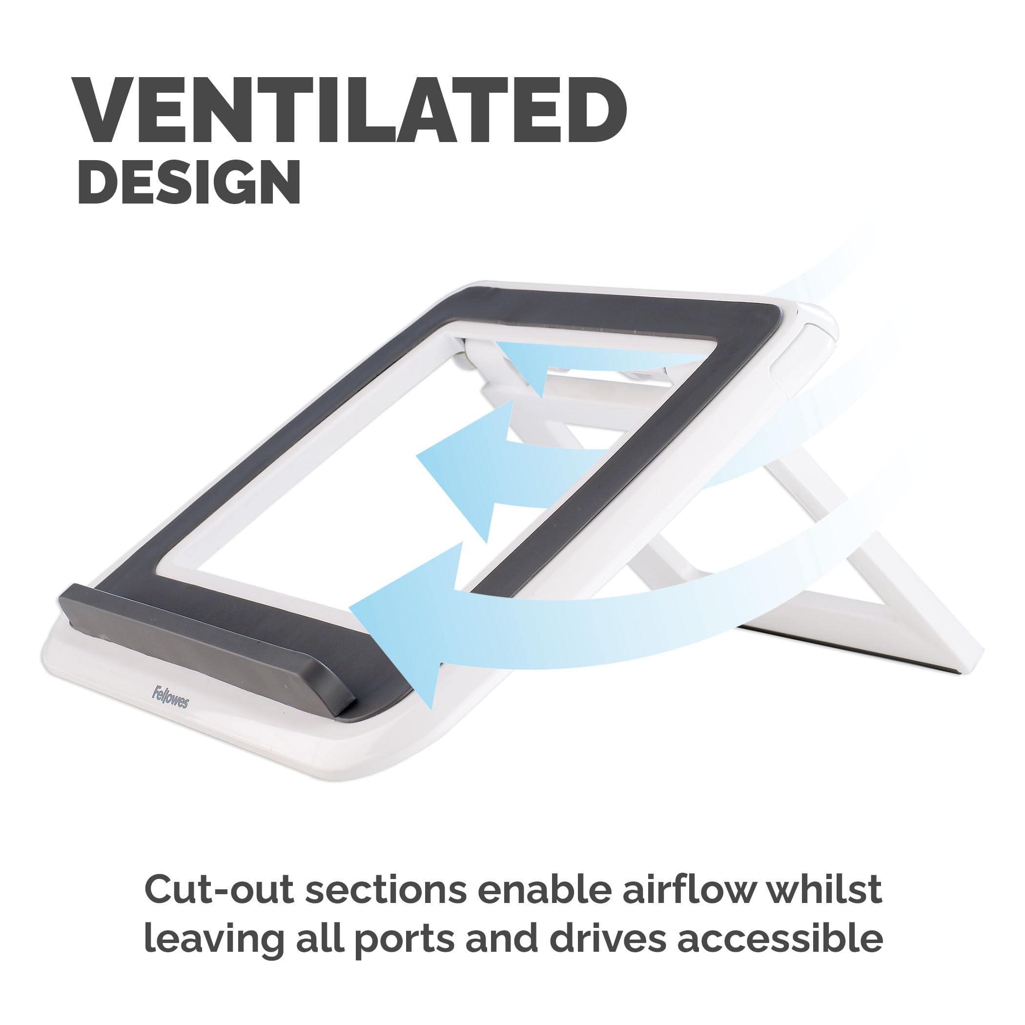 Fellowes I-Spire Series Portable Height Adjustable Laptop Stand for Desk | Supports Up to 17-Inch Laptops | White 7