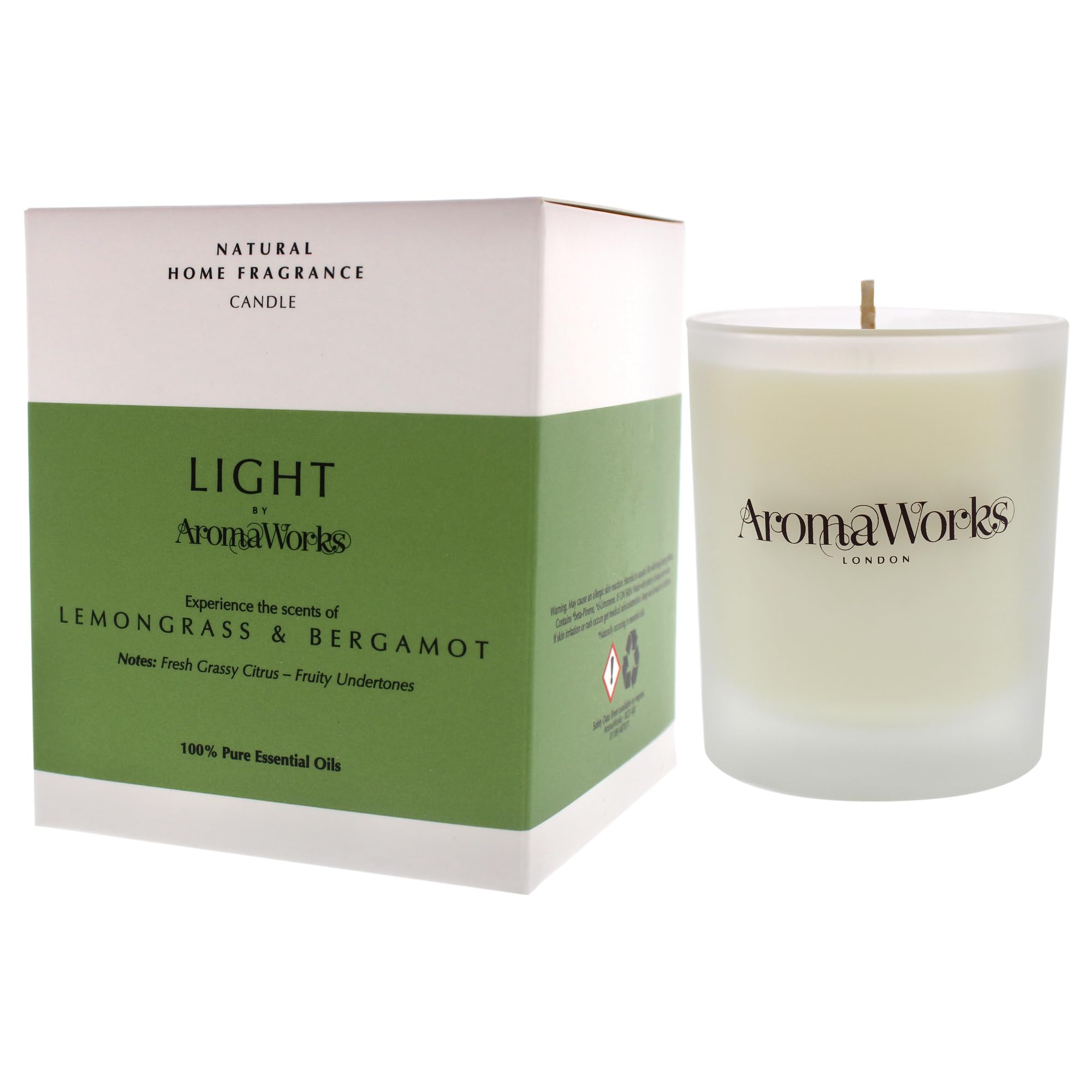 AromaWorks London Lemongrass & Bergamot Scented Candle - 36 Hour Burn Time | Soy Wax 5