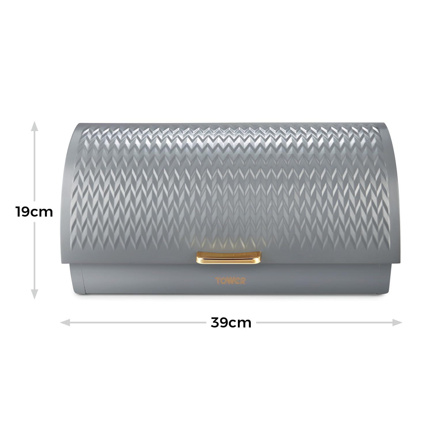 Tower T826090GRY Empire Roll Top Bread Bin - Stainless Steel, Grey/Brass | Large Capacity | Ventilated 7