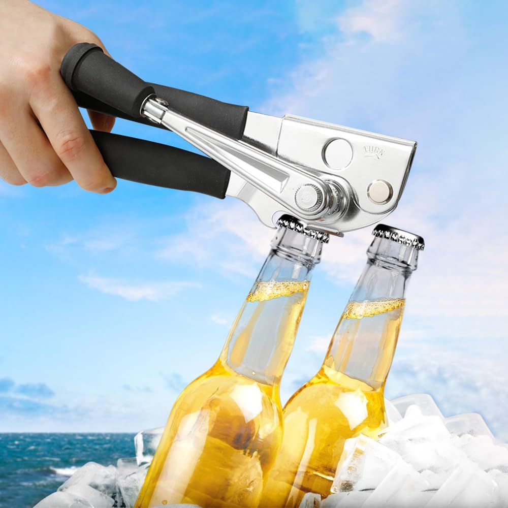NUFR Heavy Duty Commercial Manual Can Opener - Stainless Steel, Black, Ergonomic Grip 7