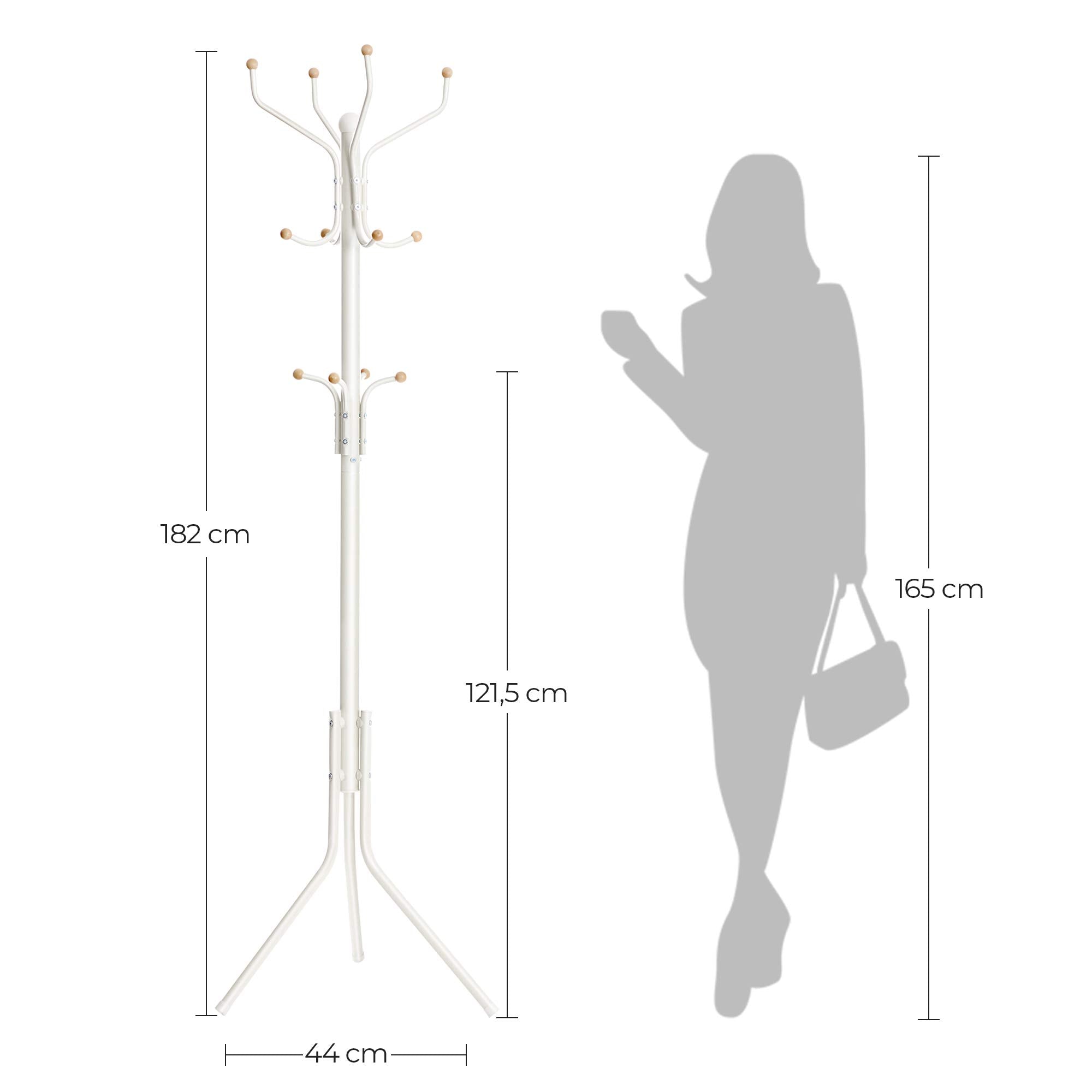 SONGMICS Metal Coat Rack Stand - White Finish, 12 Hooks, Tripod Base | 182H cm 4