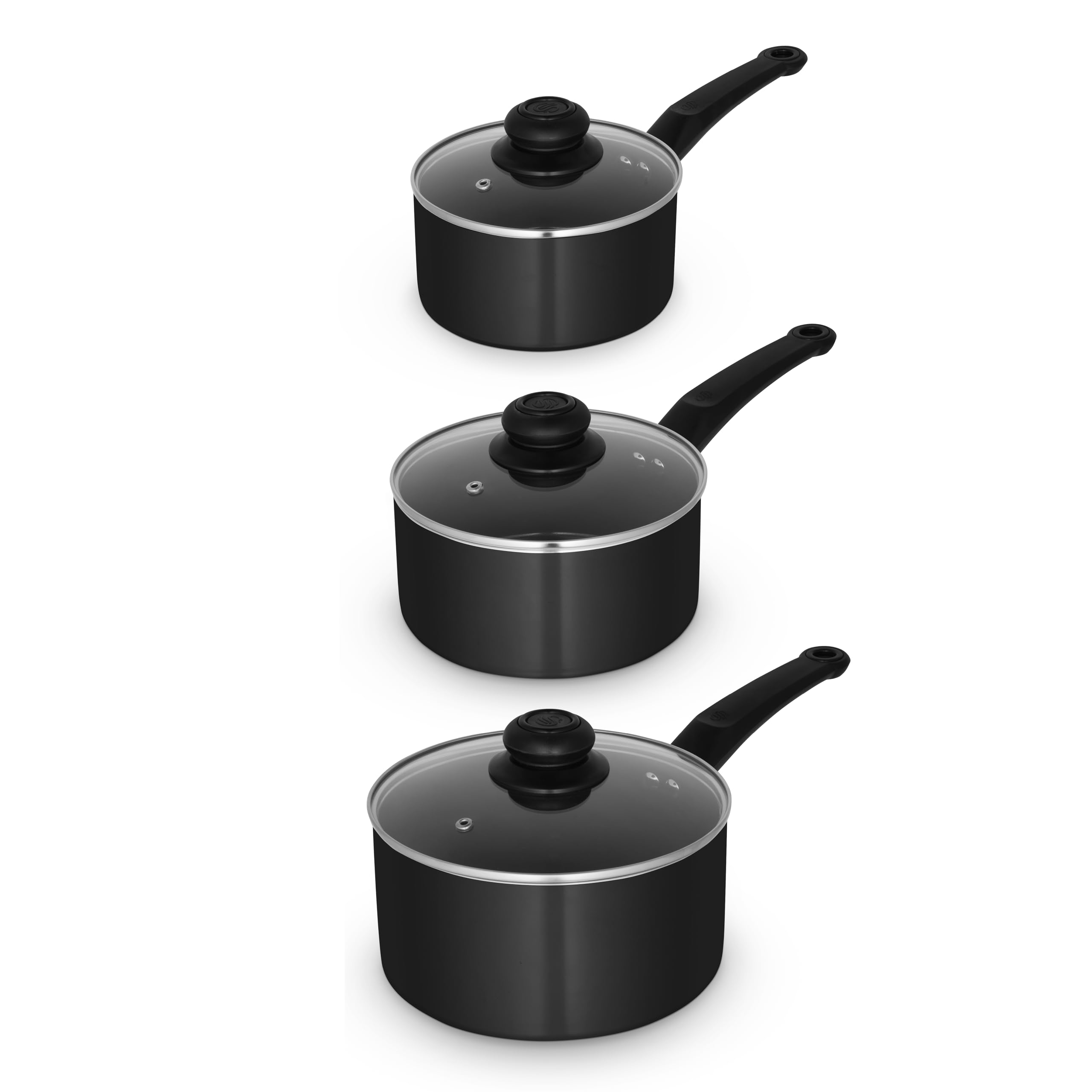 Swan Townhouse 3 Piece Saucepan Set with 16/18/20cm Pans | Non-Stick Ceramic | Dishwasher Safe