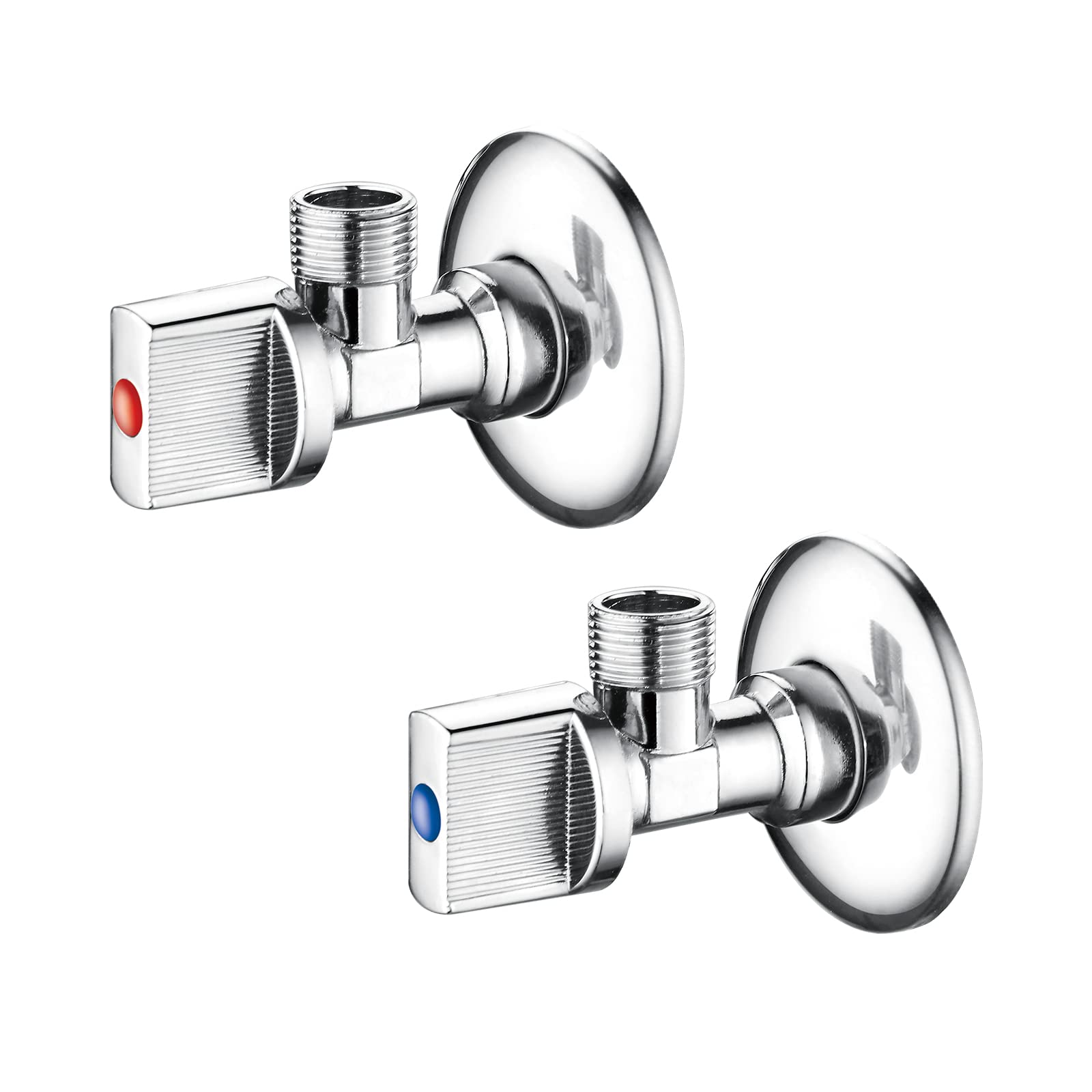 Ibergrif M22008 Angled Water Valve - Wall Mounted Isolation Tap, G1/2', Chrome Brass, Set of Two 1