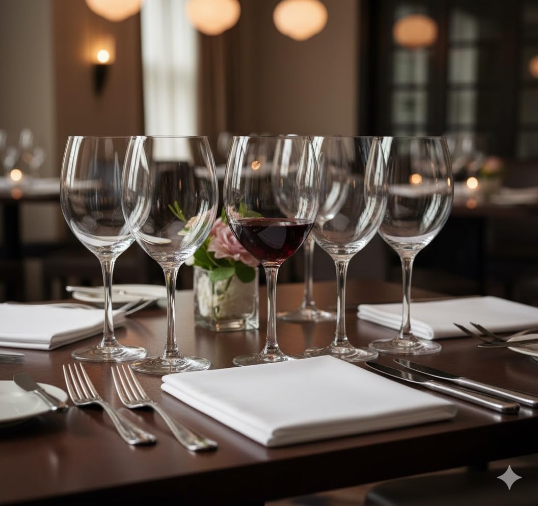 Acense Red Wine Glasses - 340ml Capacity, Set of 6 | Dishwasher Safe Glassware 3