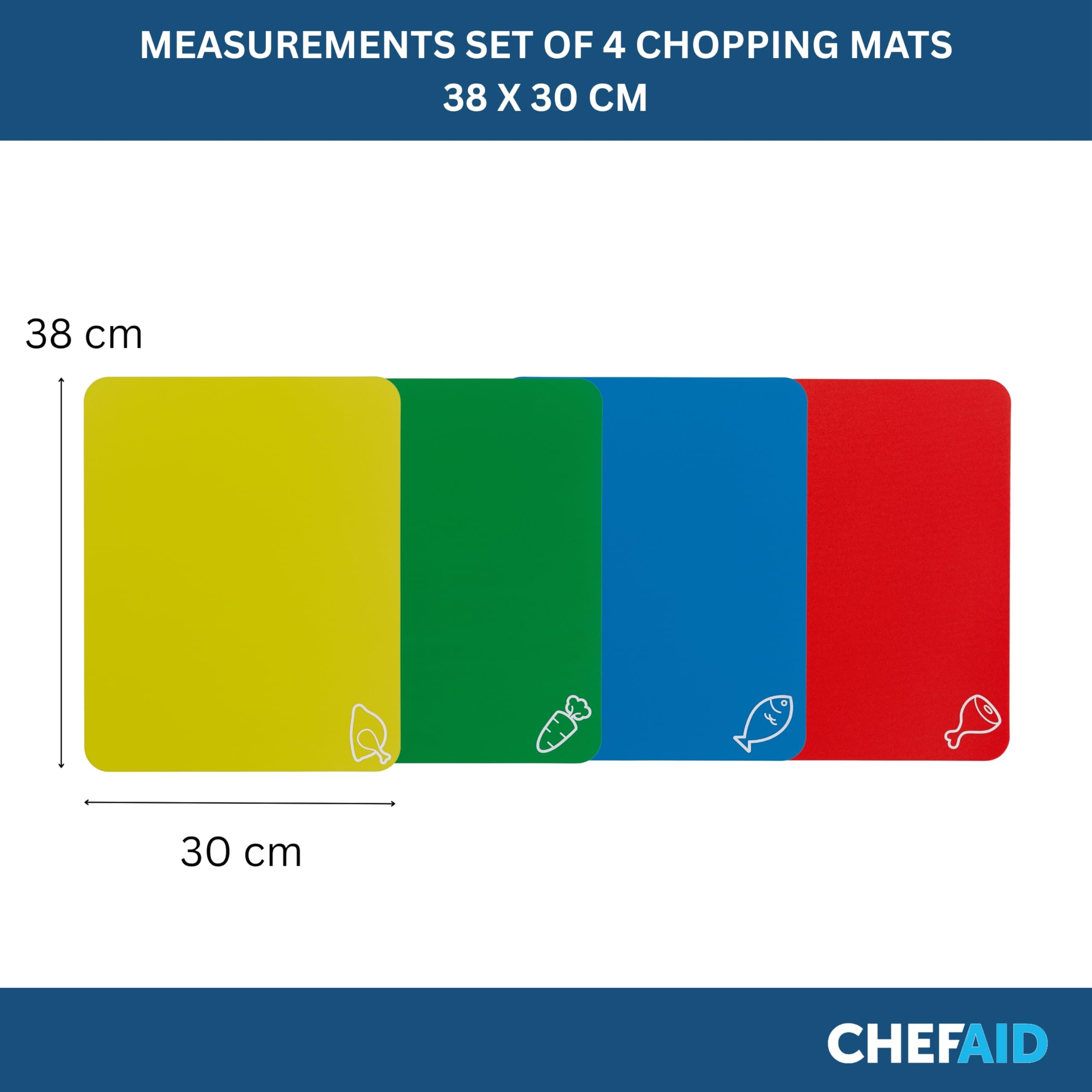 Chef Aid Flexible Colour Coded Chopping Mats Set of 4 | Antibacterial Plastic | 35cm x 30cm 2