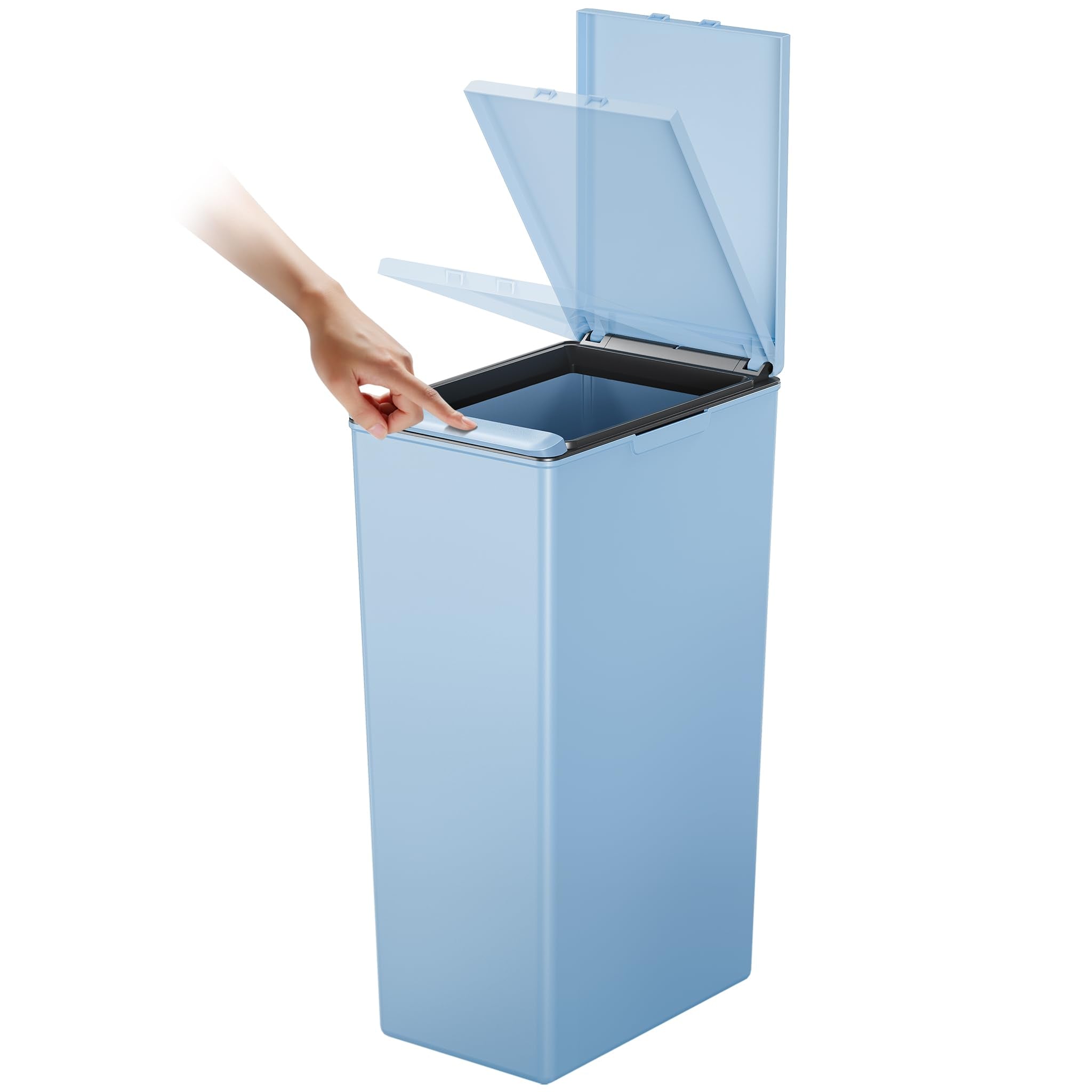 EKO Morandi 40L Kitchen Recycling Bin with Touch-Top Lid | Slim Plastic | Blue 1