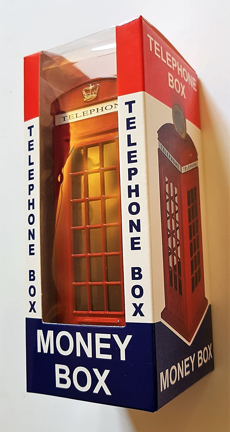 2 UR DOOR Red Phone Booth Money Box Bank Souvenir | Die Cast Zinc | 140x60x60mm 8